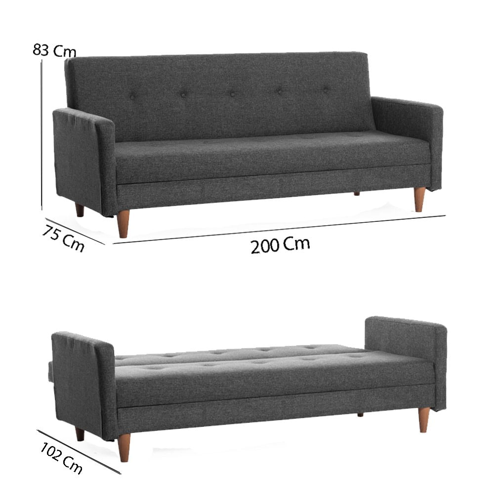 Canapea extensibila, Atelier Del Sofa, metal, gri inchis, 200x83x75 cm