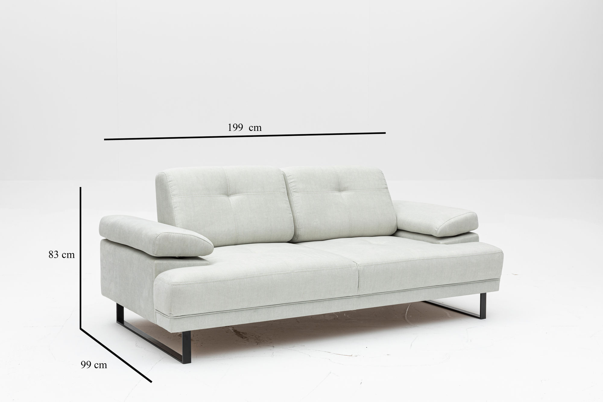 Canapea extensibila, Hanah Home, lemn de fag si PAL, alb, 199x99x83 cm — imaginea 2