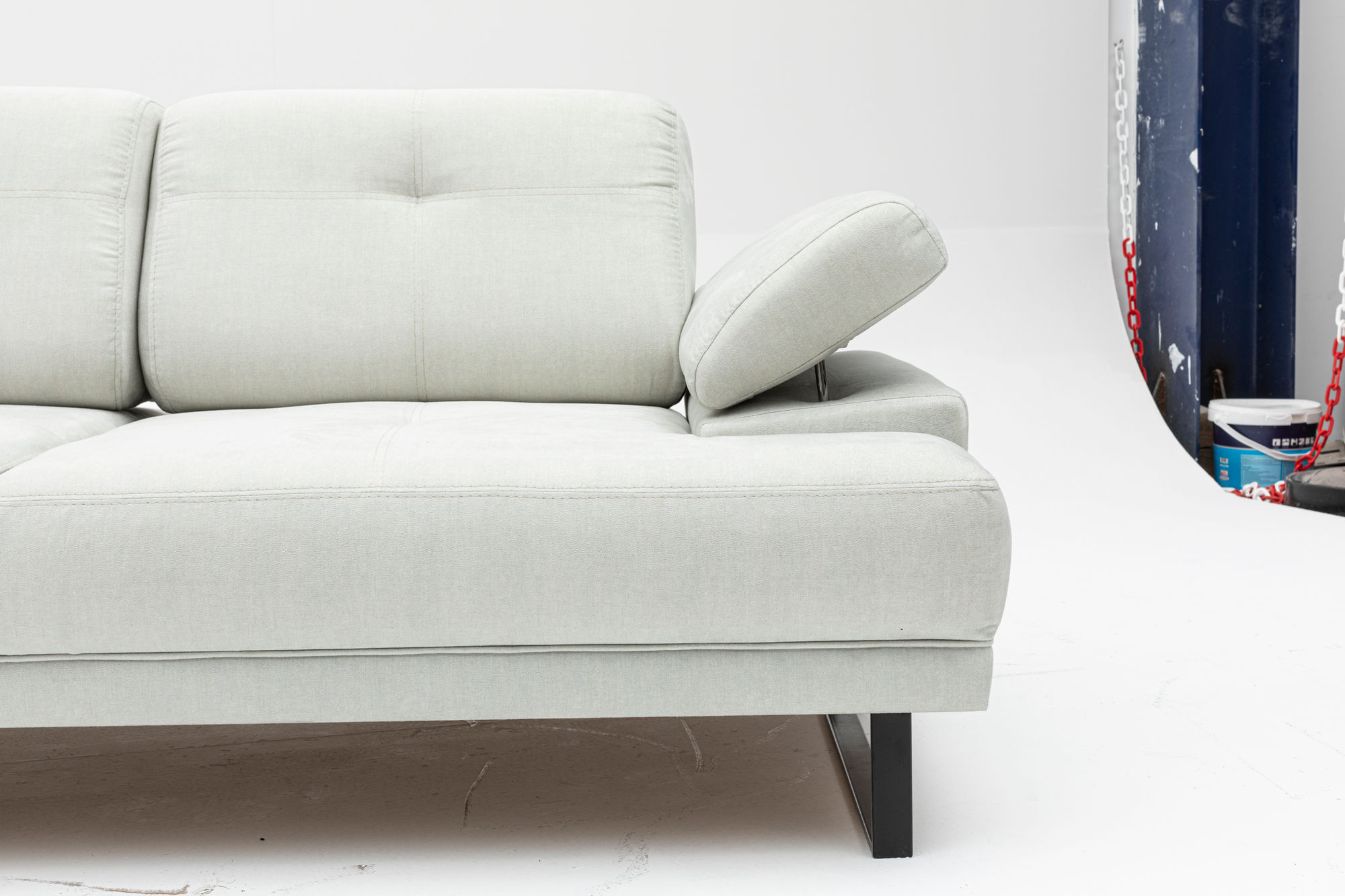 Canapea extensibila, Hanah Home, lemn de fag si PAL, alb, 199x99x83 cm — imaginea 8