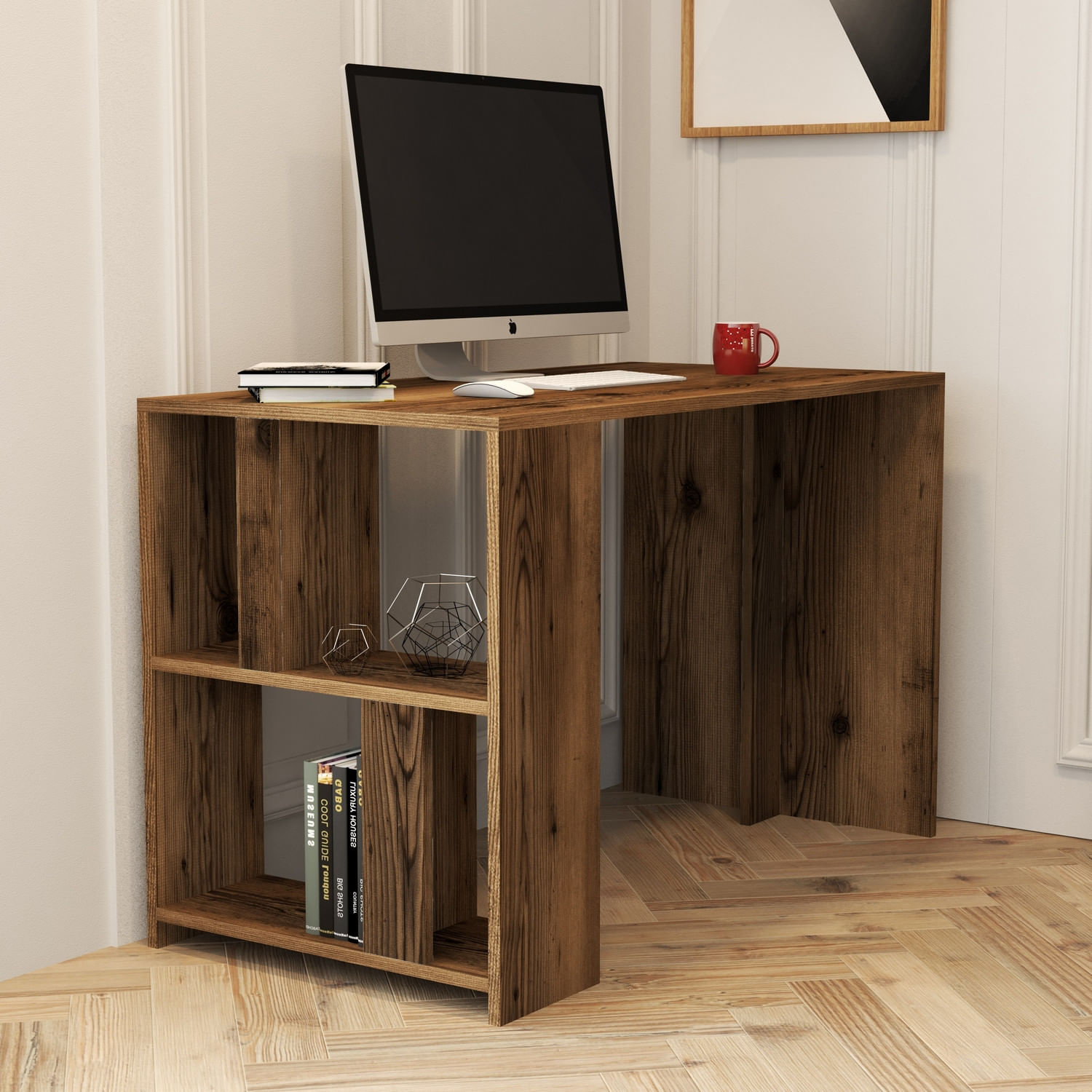 Birou, Hanah Home, pal melaminat, nuc, 120x60x75.4 cm — imaginea 5