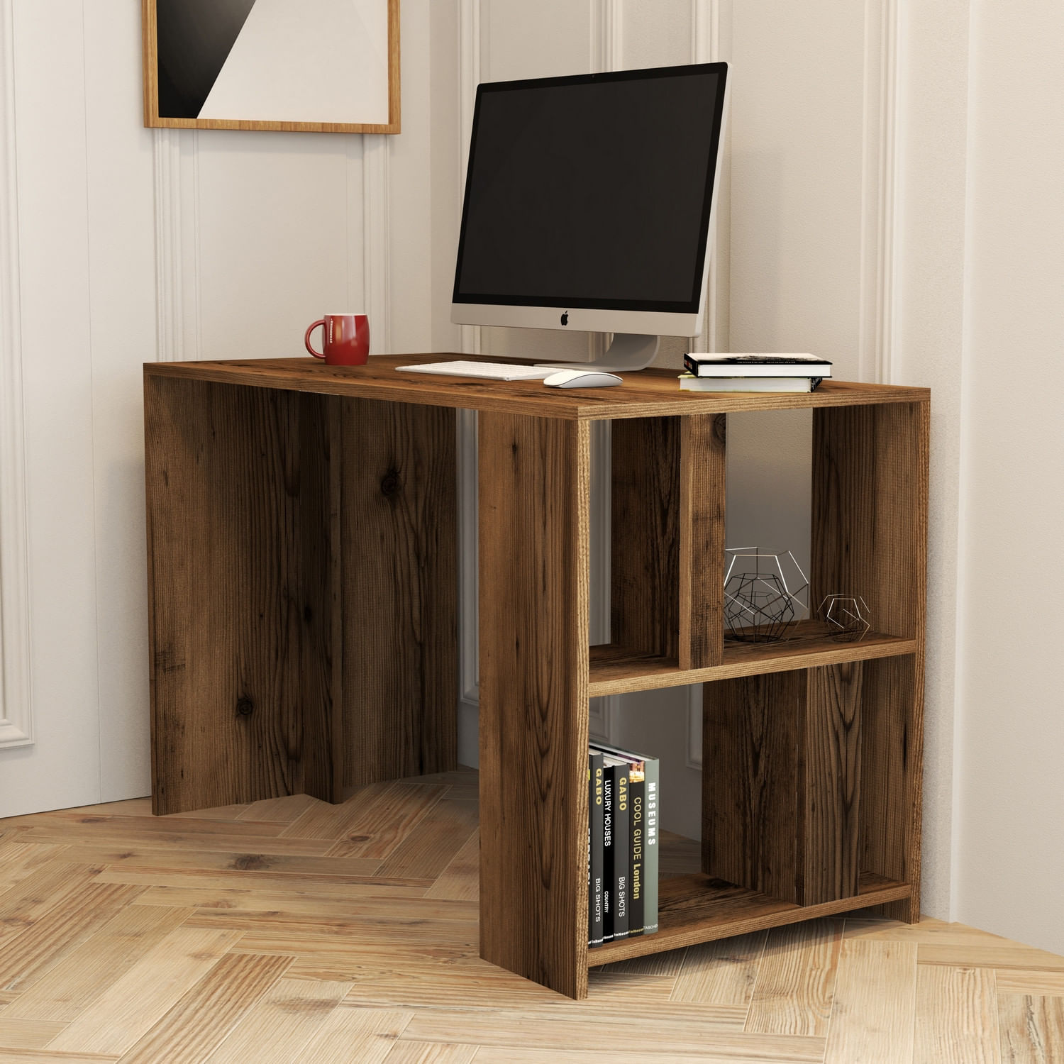 Birou, Hanah Home, pal melaminat, nuc, 120x60x75.4 cm — imaginea 6