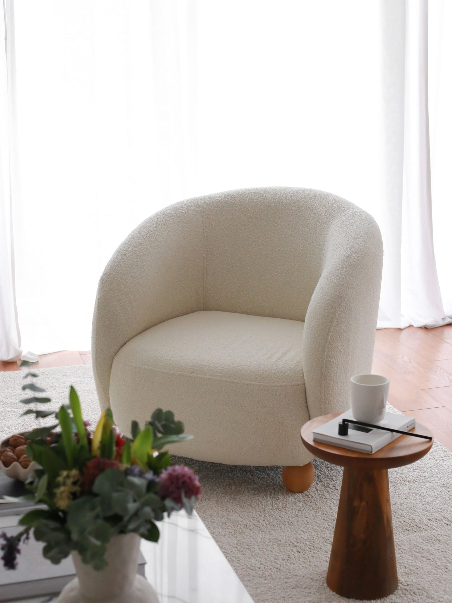 Fotoliu, Atelier Del Sofa, teddy, alb, 82x80x77 cm