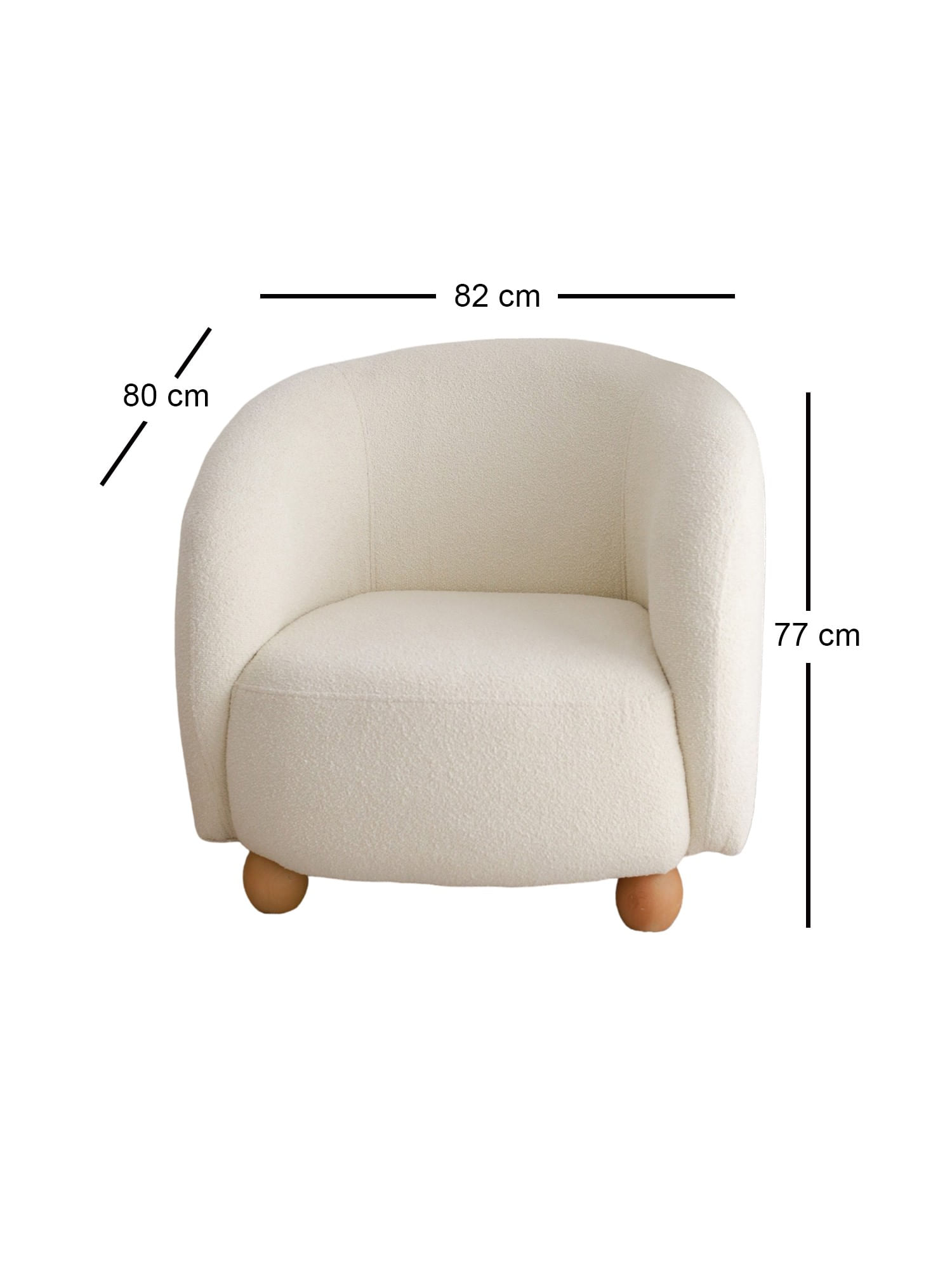 Fotoliu, Atelier Del Sofa, teddy, alb, 82x80x77 cm — imaginea 4