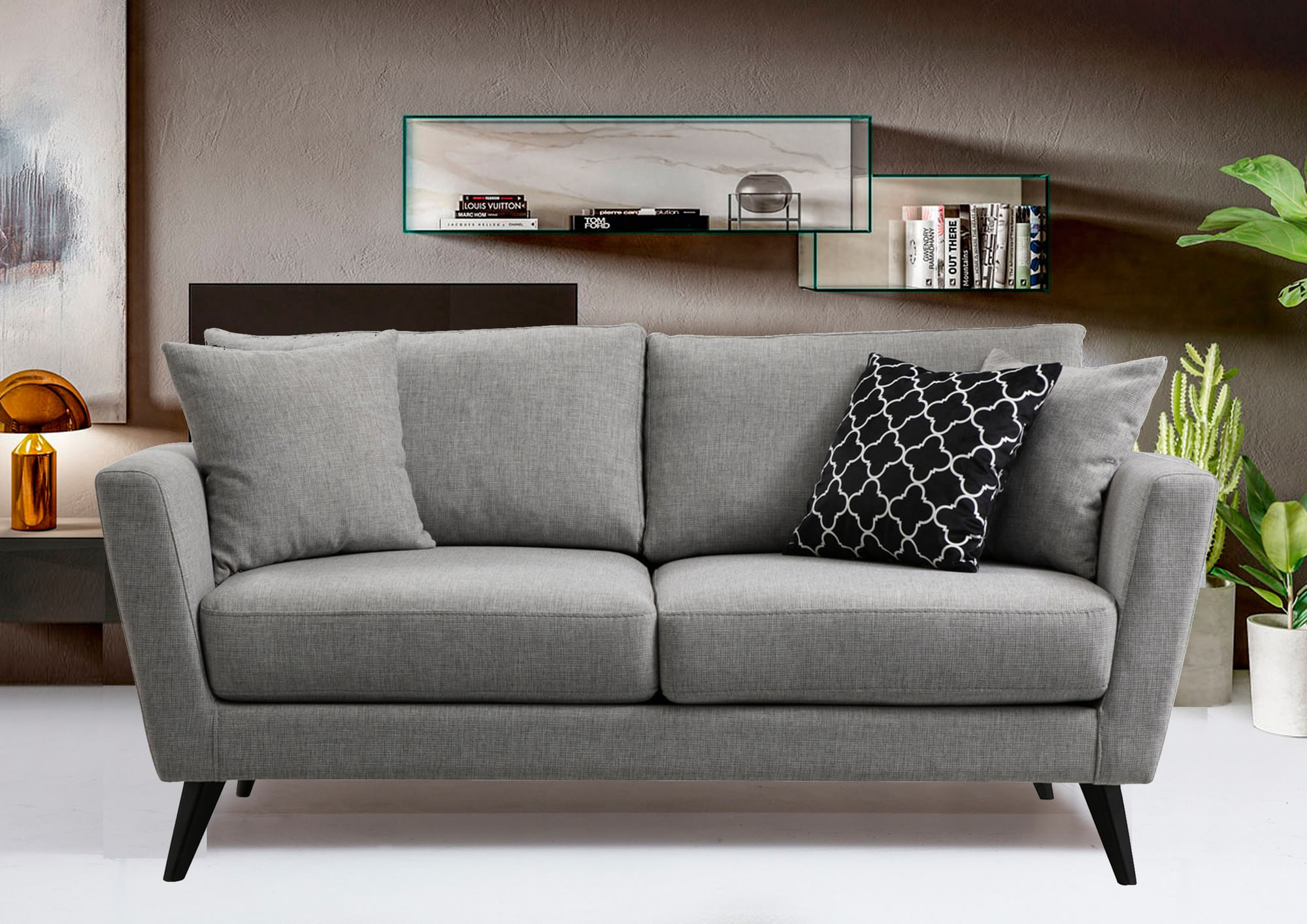 Canapea 2 locuri, Hanah Home, lemn fag si pal, gri, 170x94x88 cm — imaginea 3