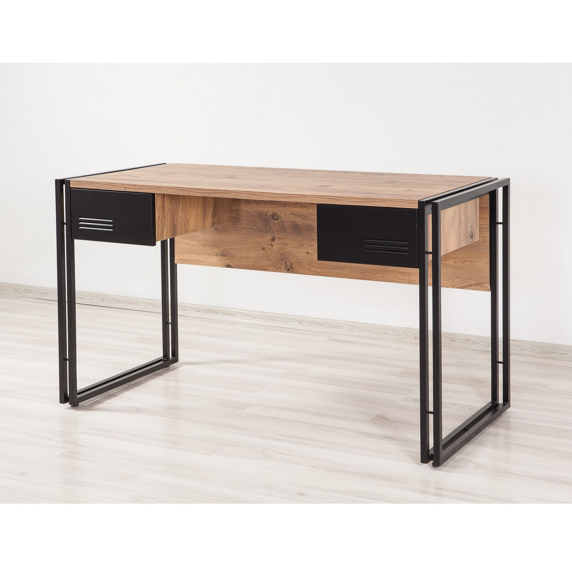 Birou, Hanah Home, pal melaminat, pin atlantic si negru, 139x60x75 cm — imaginea 3