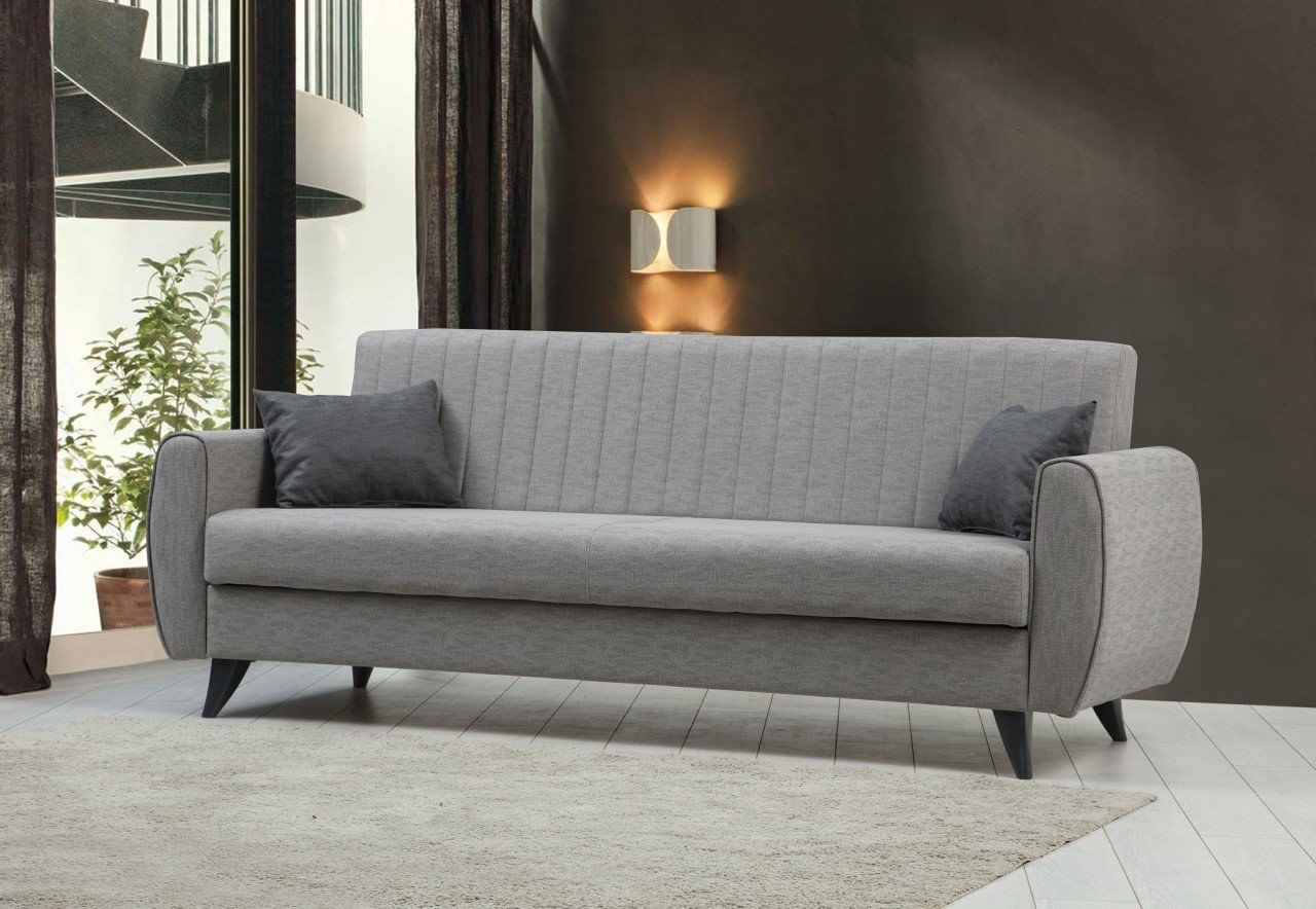 Canapea extensibila, Atelier Del Sofa, poliester texturat, gri deschis, 214x86x77 cm — imaginea 2