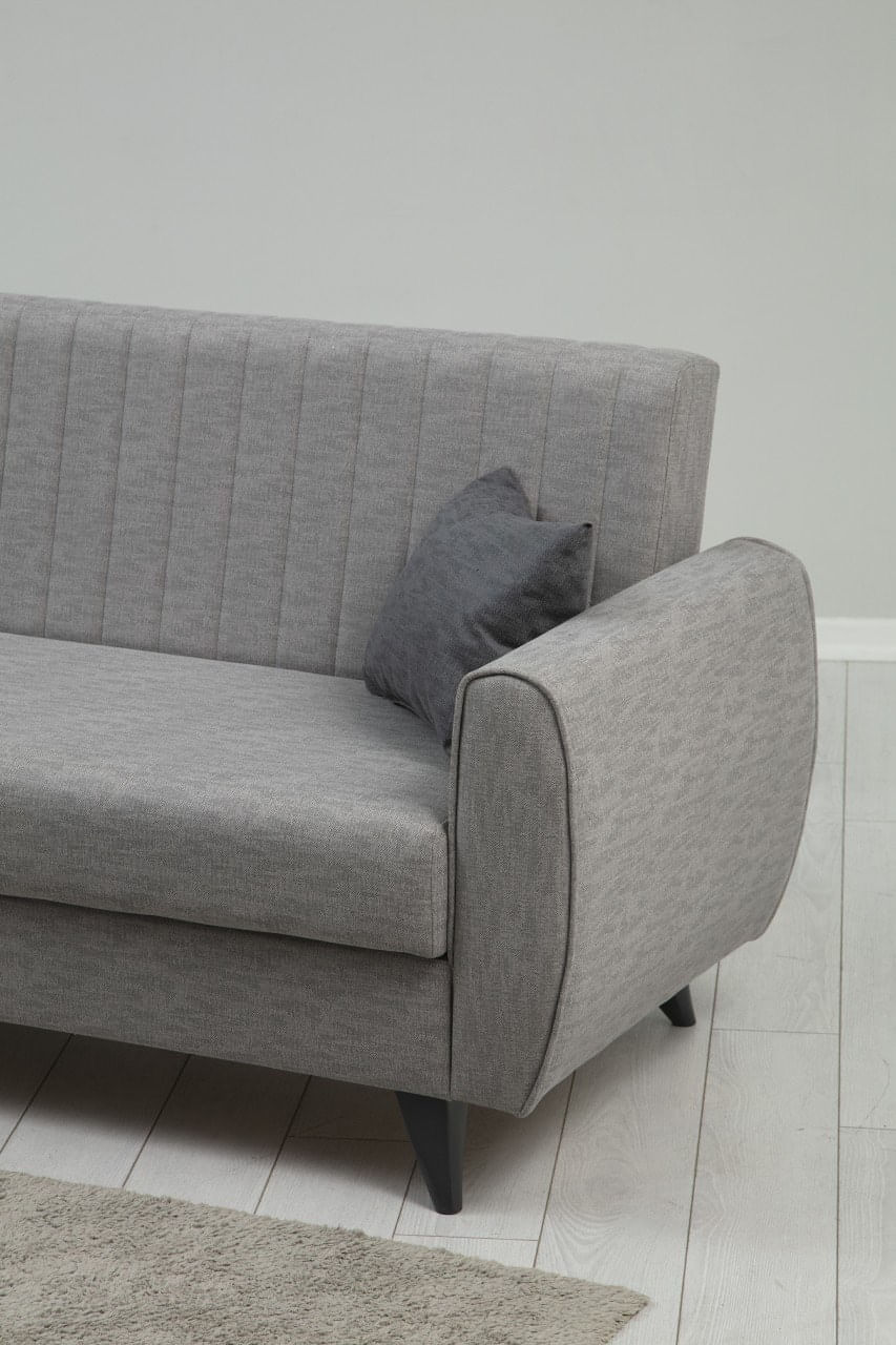 Canapea extensibila, Atelier Del Sofa, poliester texturat, gri deschis, 214x86x77 cm — imaginea 3