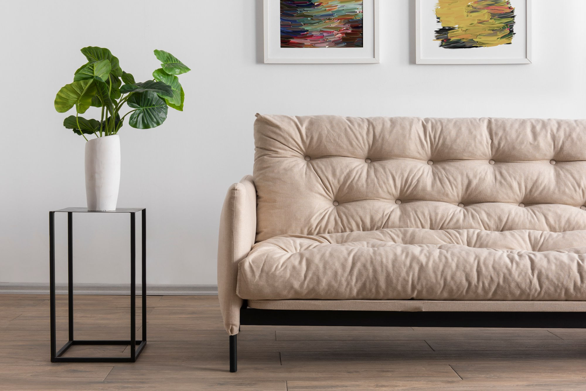 Canapea extensibila, Atelier Del Sofa, metal si in, crem, 200x92x82 cm — imaginea 3