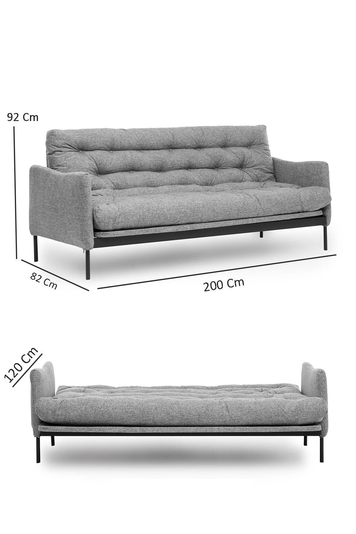 Canapea extensibila, Atelier Del Sofa, metal si in, crem, 200x92x82 cm — imaginea 6