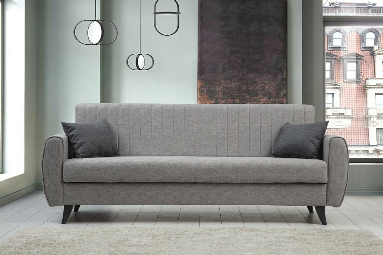 Canapea extensibila, Atelier Del Sofa, poliester texturat, gri deschis, 214x86x77 cm — imaginea 5
