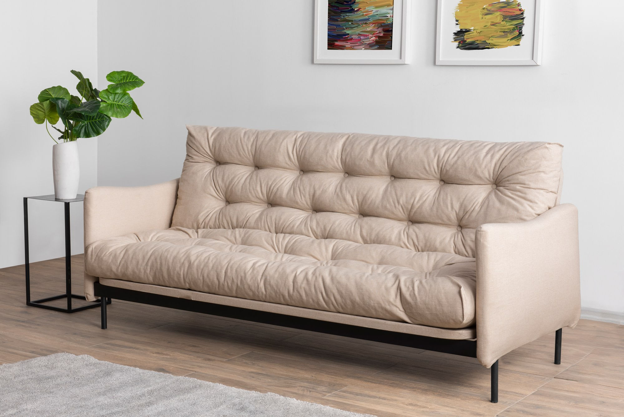 Canapea extensibila, Atelier Del Sofa, metal si in, crem, 200x92x82 cm — imaginea 13