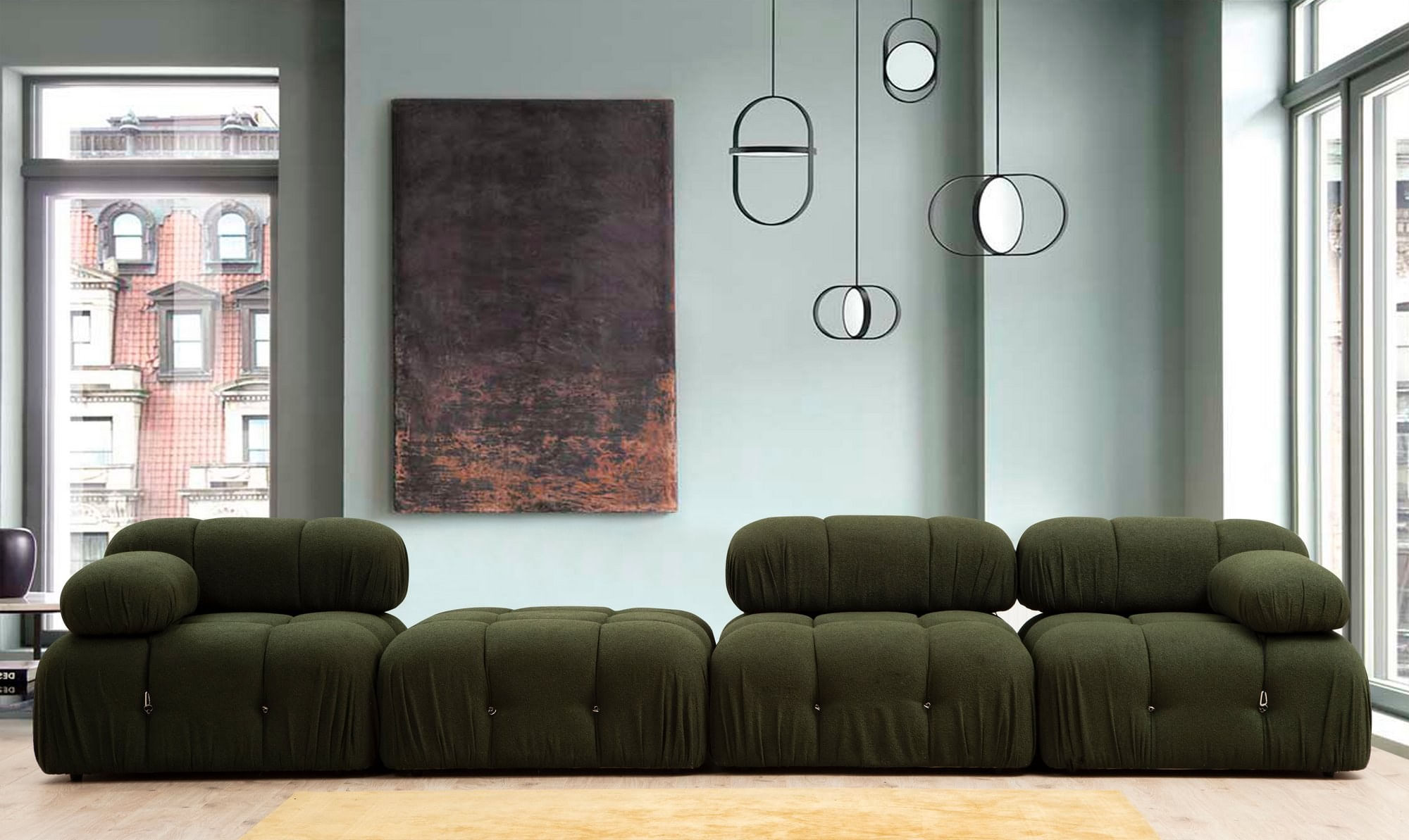 Canapea 1 loc, Hanah Home, lemn de fag si pal, verde, 95x95x75 cm — imaginea 6