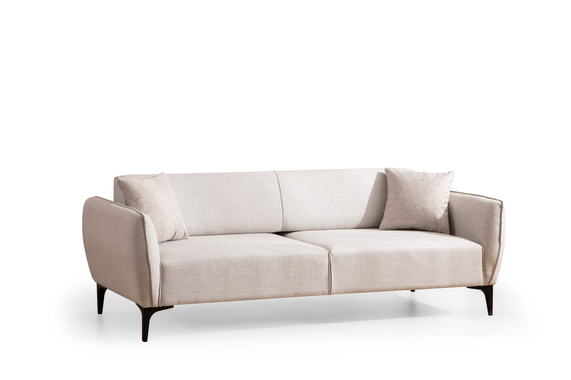 Canapea 3 locuri, Hanah Home, lemn fag si pal, alb crem, 220x95x67 cm — imaginea 3