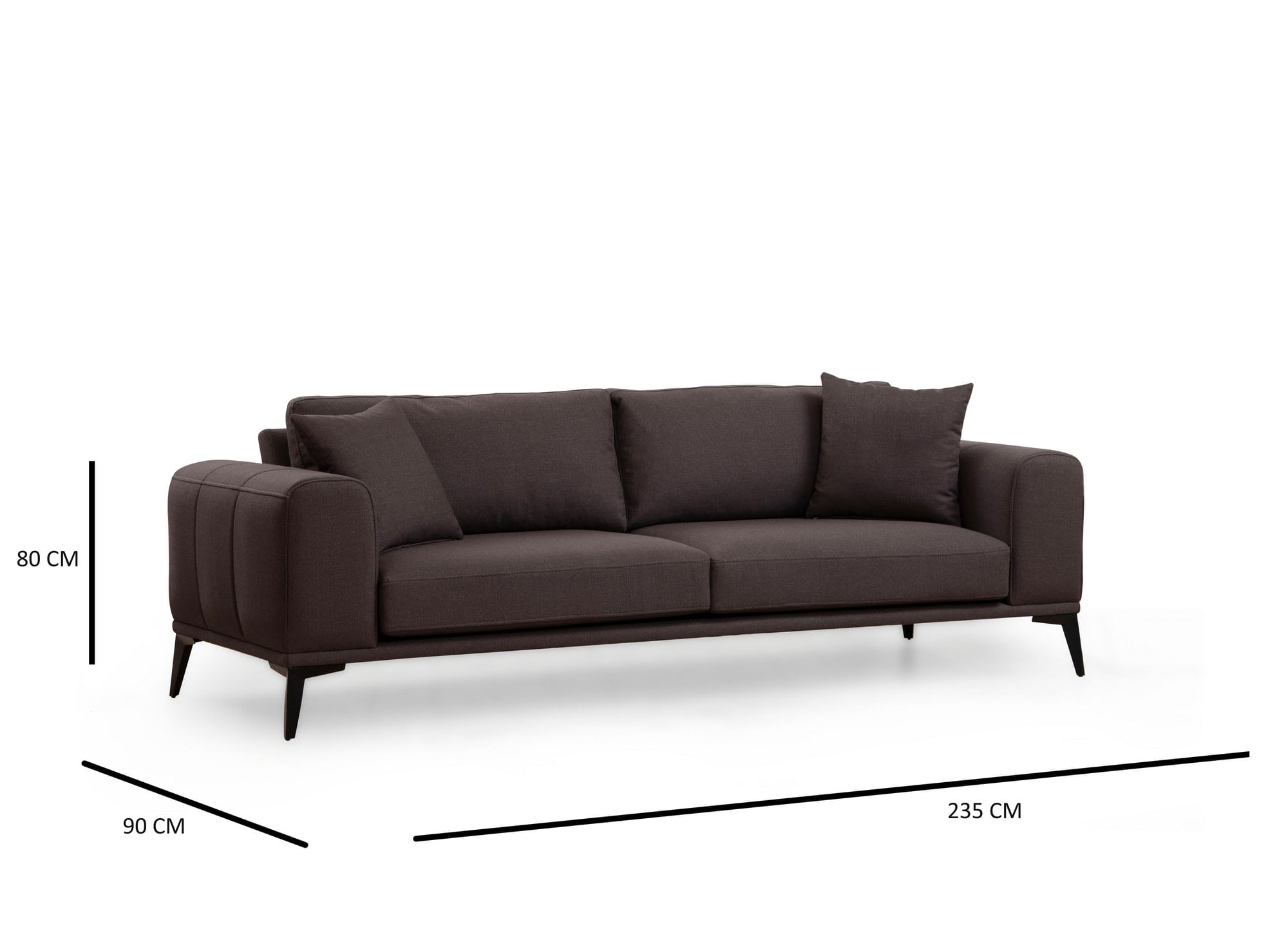 Canapea 3 locuri, Hanah Home, lemn fag si pal, gri, 235x90x80 cm — imaginea 4