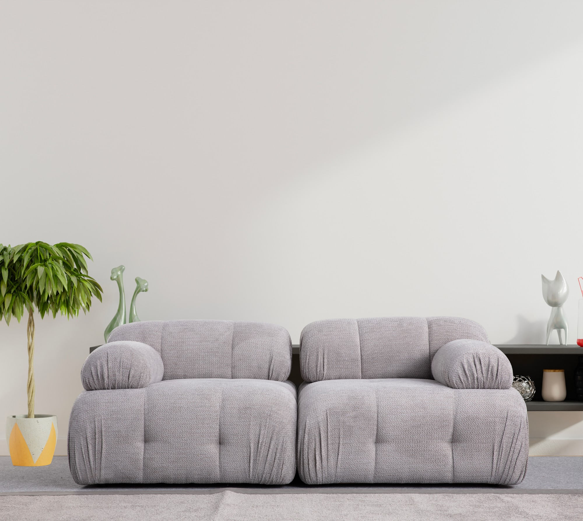 Canapea 2 locuri, Atelier Del Sofa, lemn fag si pal, gri deschis, 190x95x75 cm — imaginea 3