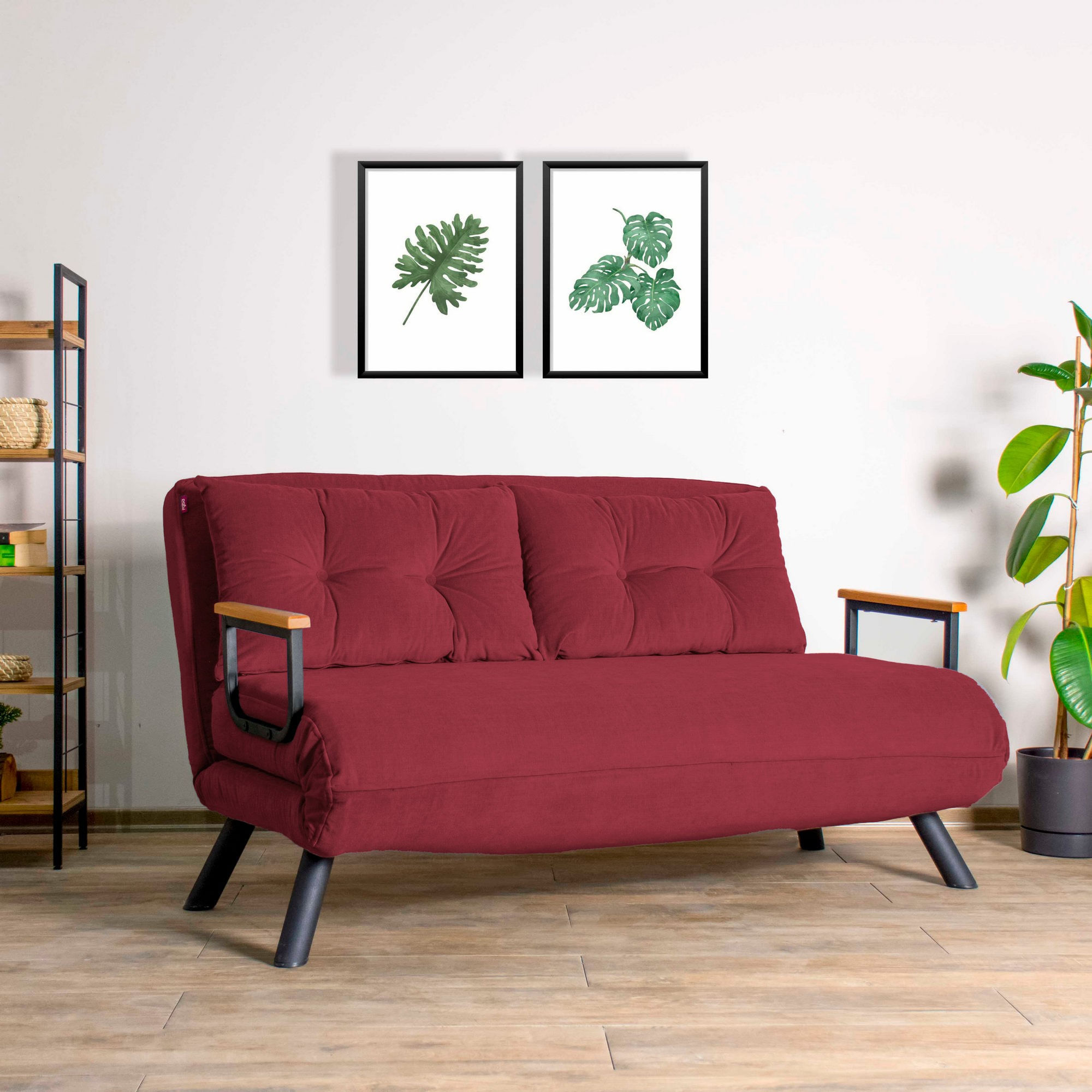 Canapea extensibila, Hanah Home, metal, maro, 175x133 cm — imaginea 3
