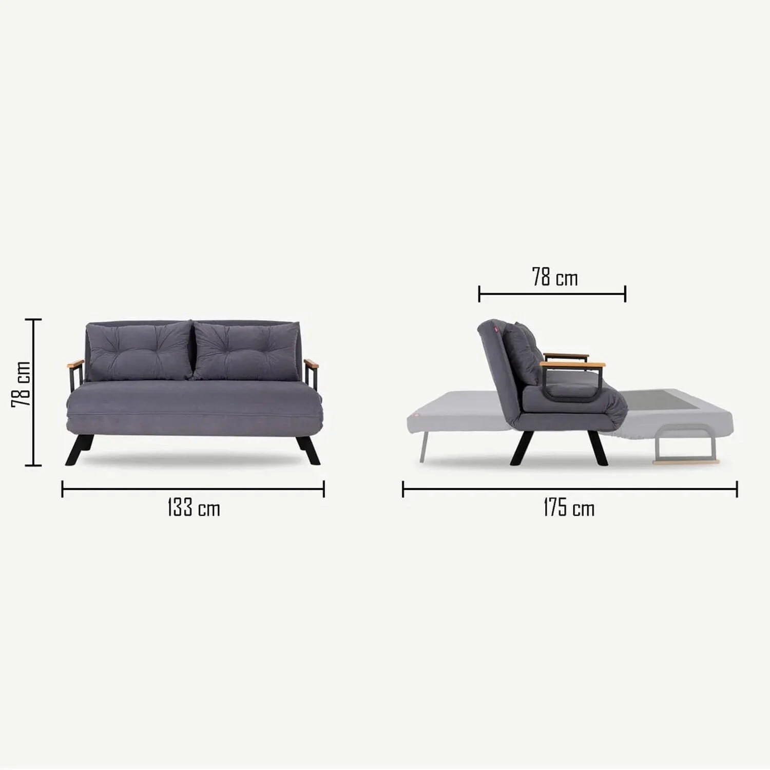 Canapea extensibila, Hanah Home, metal, maro, 175x133 cm — imaginea 4