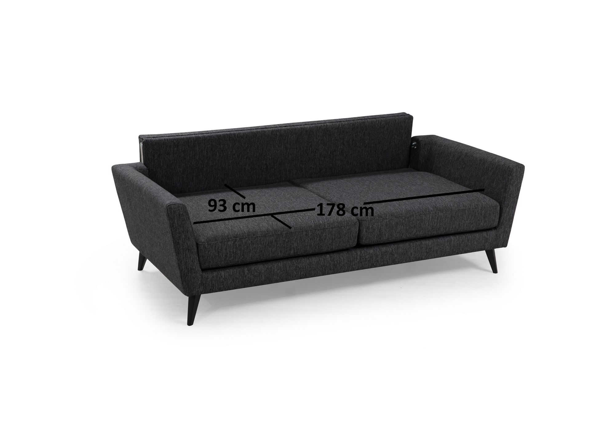 Canapea 3 locuri, Atelier Del Sofa, lemn fag si pal, gri inchis, 215x94x88 cm — imaginea 4