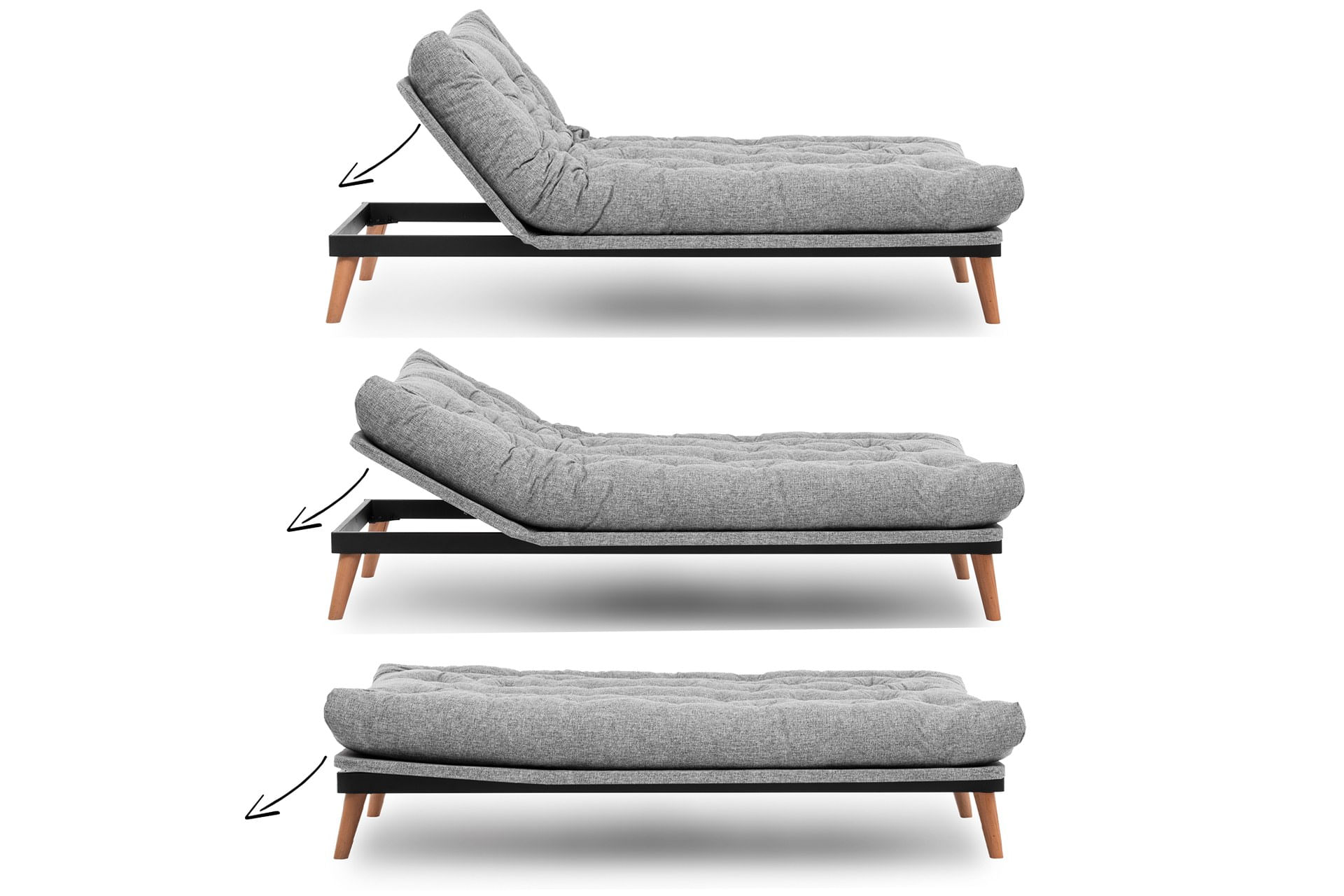 Canapea extensibila, Atelier Del Sofa, stofa in, gri deschis, 185x82x92 cm — imaginea 7