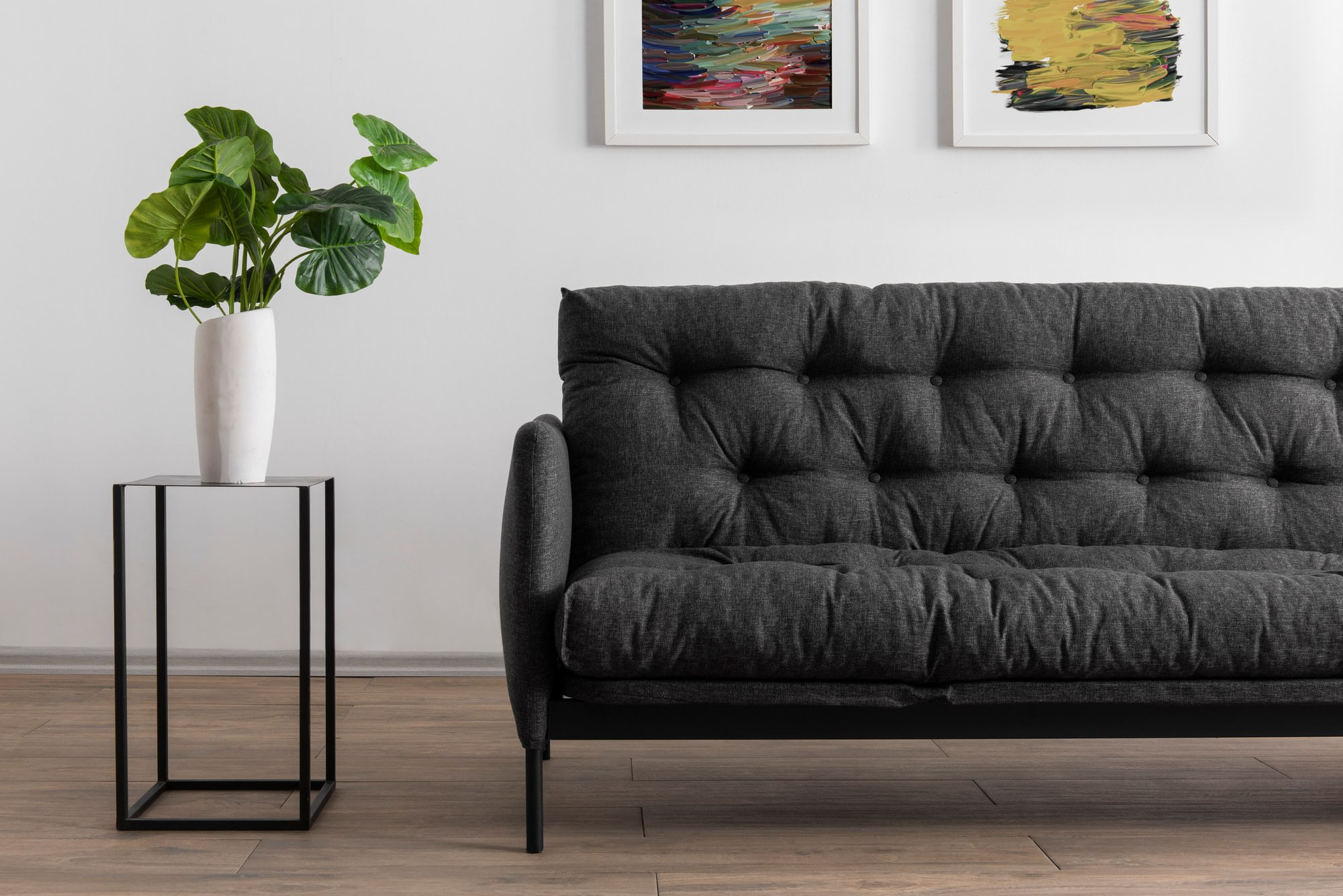 Canapea extensibila 3 locuri, Atelier Del Sofa, metal, stofa in, gri inchis, 200x92x82 cm — imaginea 8