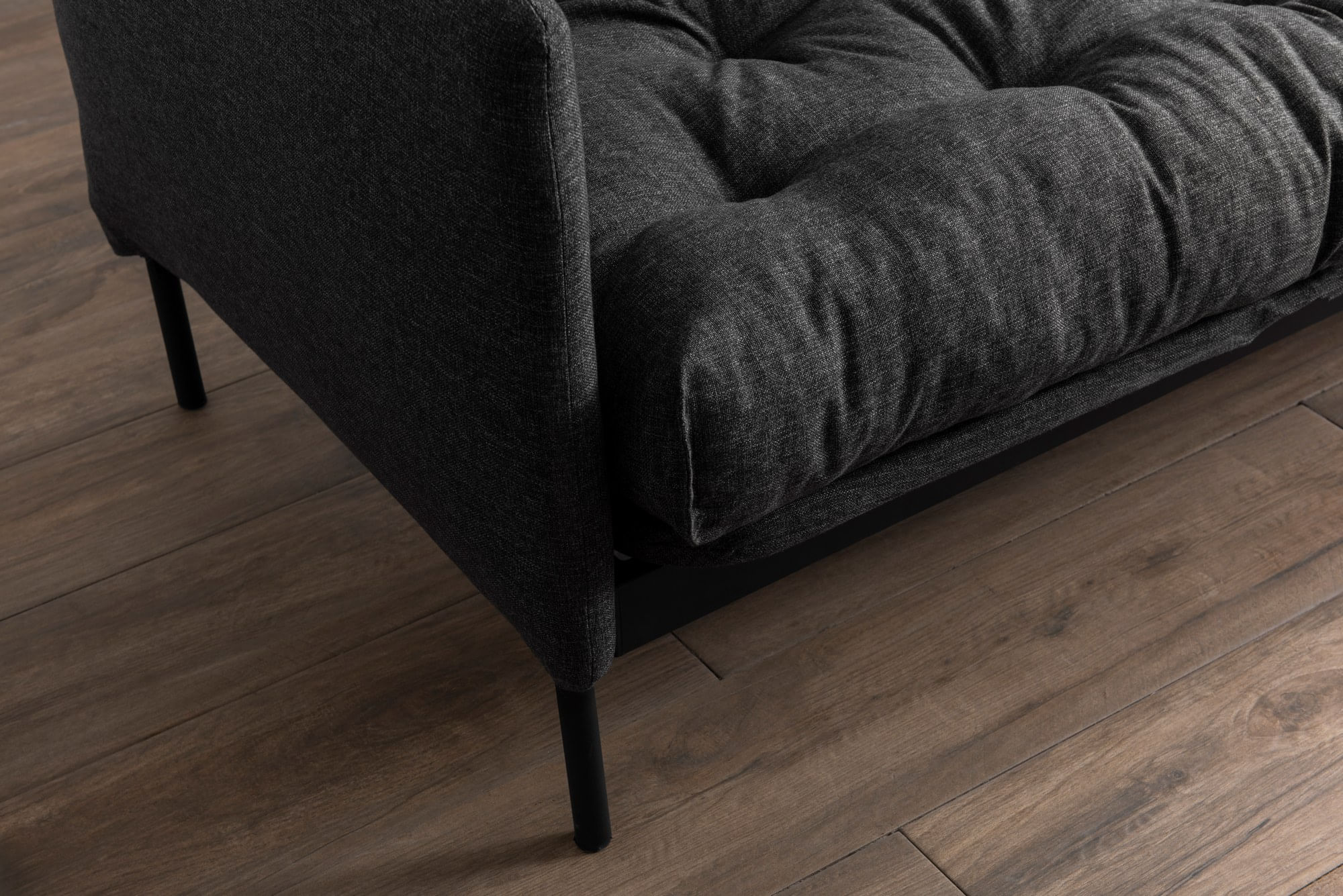 Canapea extensibila 3 locuri, Atelier Del Sofa, metal, stofa in, gri inchis, 200x92x82 cm — imaginea 9