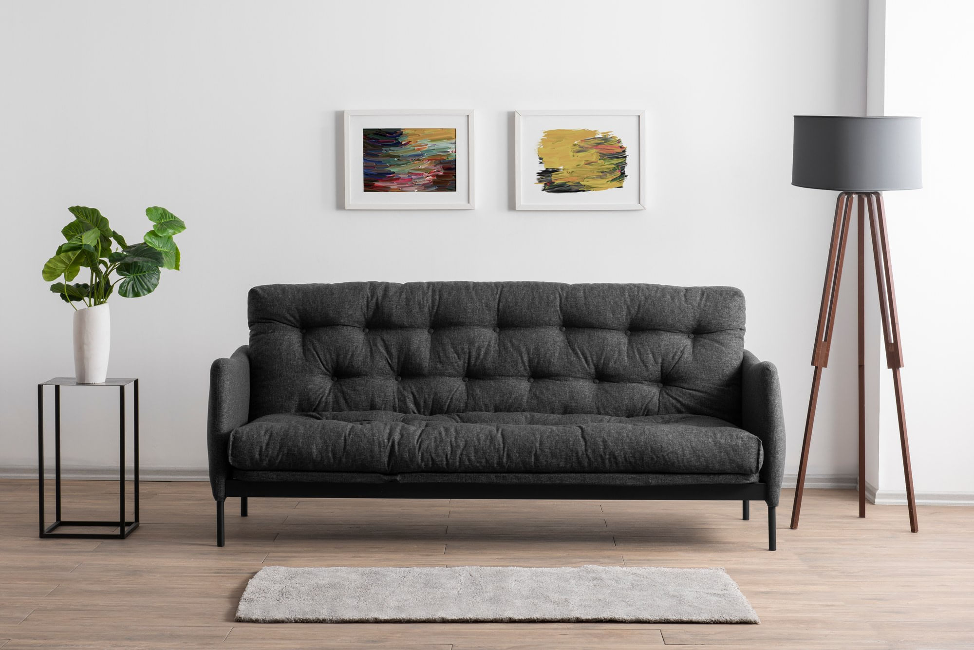 Canapea extensibila 3 locuri, Atelier Del Sofa, metal, stofa in, gri inchis, 200x92x82 cm — imaginea 12