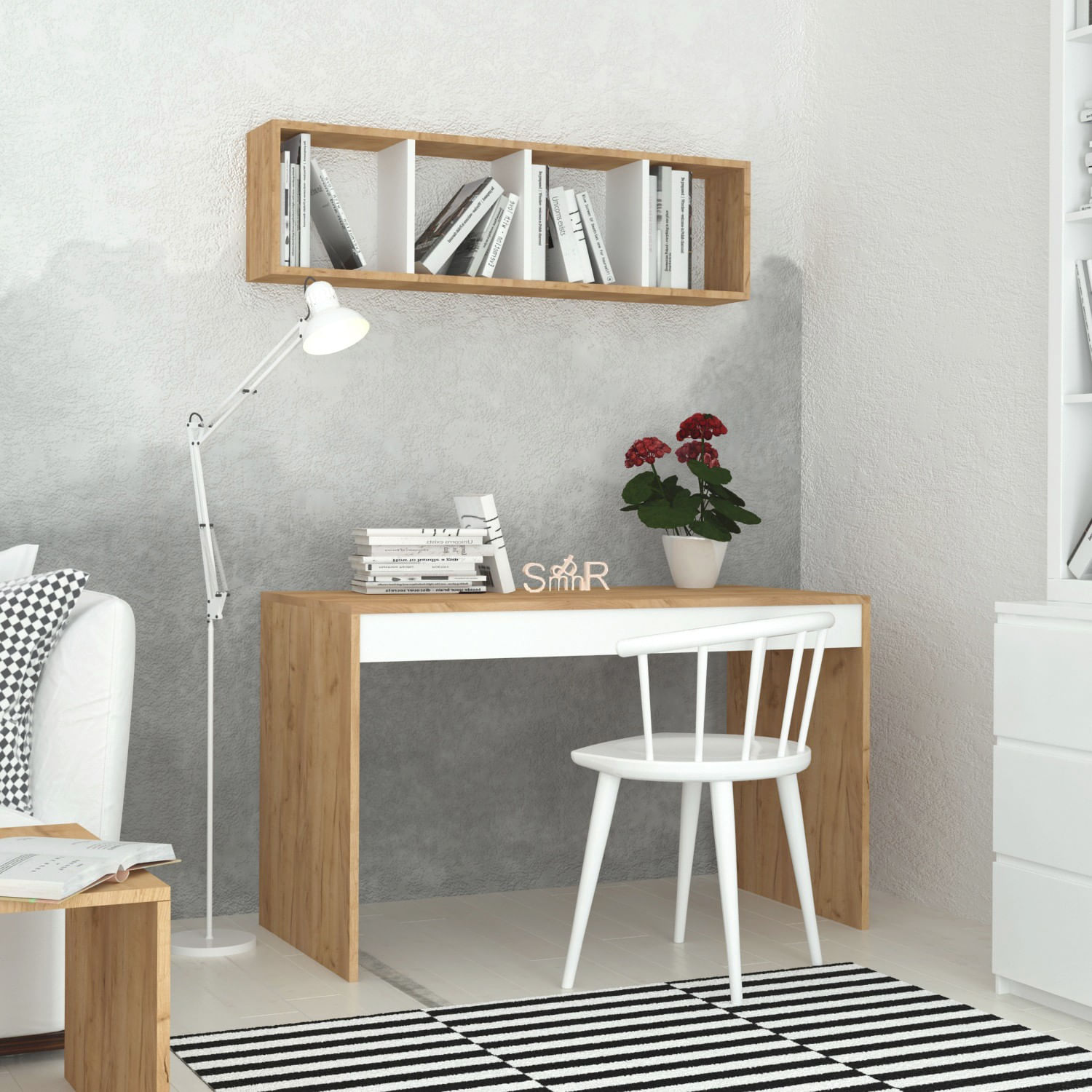 Birou de studiu, Hanah Home, pal melaminat, stejar, 120x60x74 cm, 811MDD3811 — imaginea 3