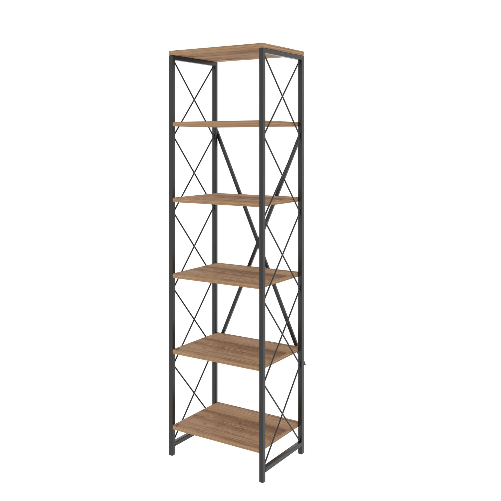 Biblioteca, Hanah Home, pal melaminat, pin atlantic negru, 50x30x180 cm
