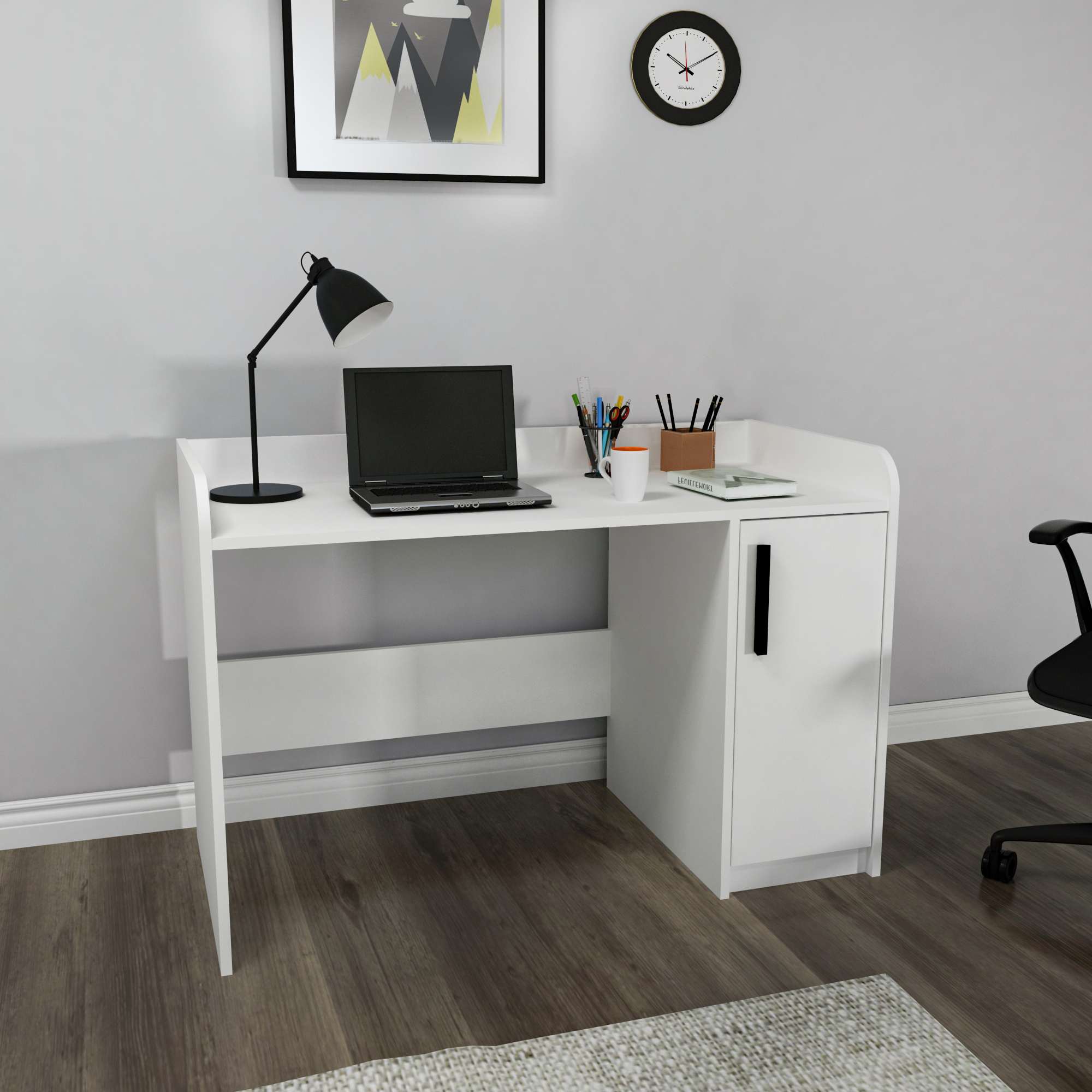 Birou de studiu, Hanah Home, pal melaminat, alb, 123.6x60x83 cm — imaginea 3