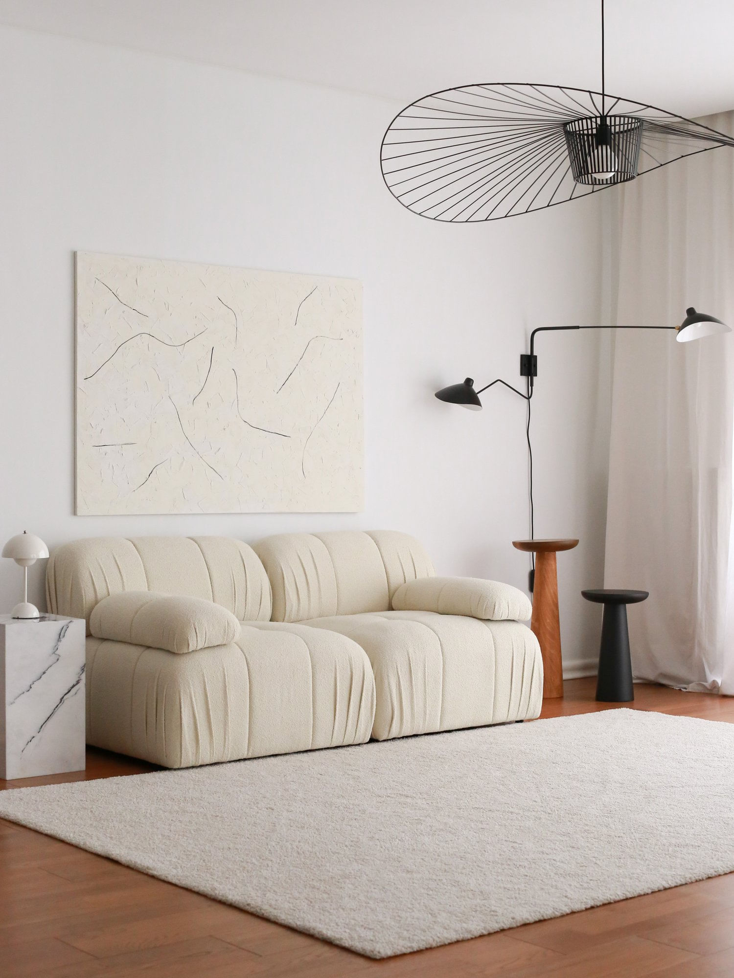 Canapea 2 locuri, Atelier Del Sofa, tesatura teddy, alb, 178x89x74 cm — imaginea 3