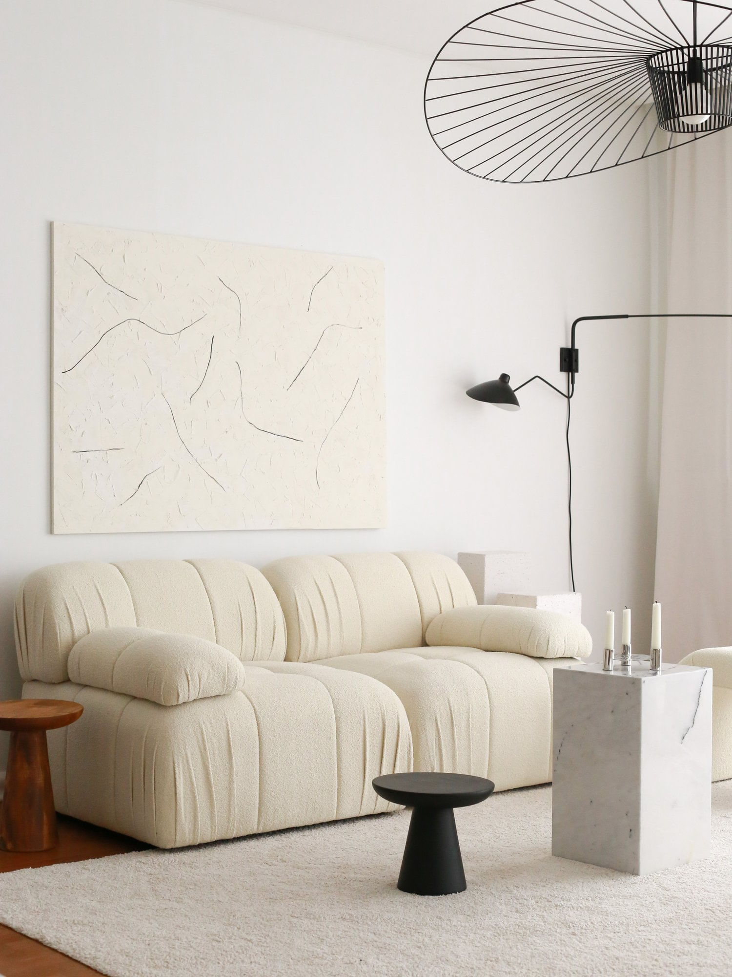 Canapea 2 locuri, Atelier Del Sofa, tesatura teddy, alb, 178x89x74 cm — imaginea 5