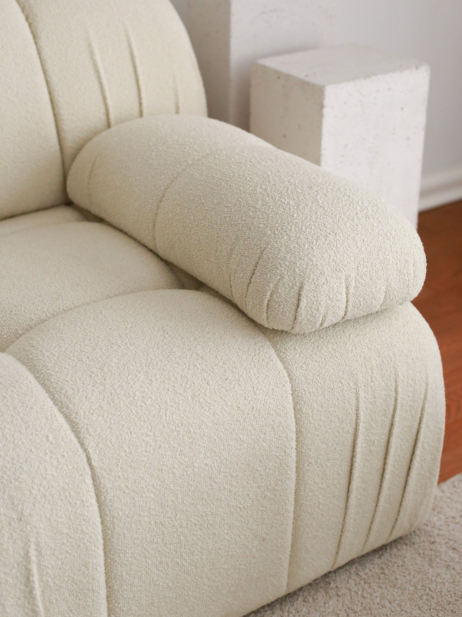 Canapea 2 locuri, Atelier Del Sofa, tesatura teddy, alb, 178x89x74 cm — imaginea 6