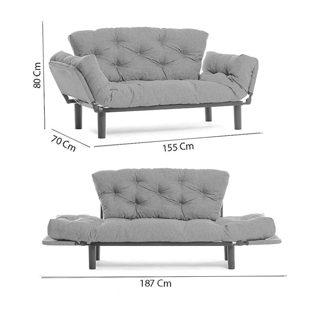 Canapea extensibila, Hanah Home, metal, maro, 155x80x70 cm — imaginea 4