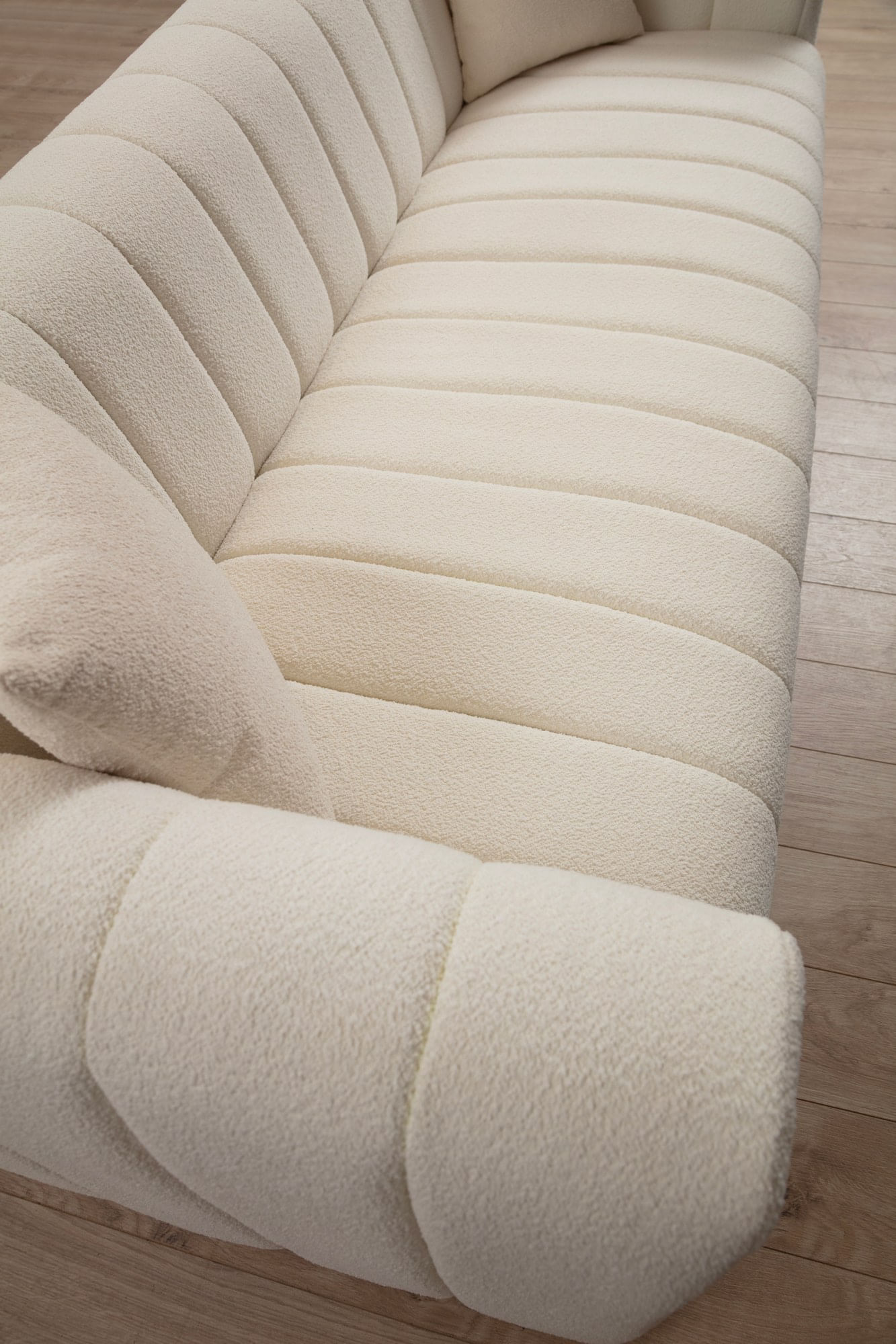 Canapea 3 locuri, Hanah Home, lemn fag si pal, crem, 225x90x75 cm — imaginea 5