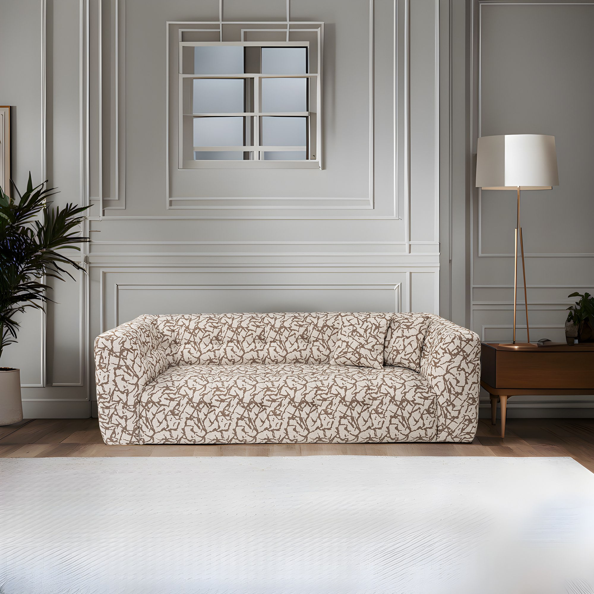 Canapea 3 locuri, Hanah Home, lemn fag si pal, cafeniu, 235x100x72 cm — imaginea 6