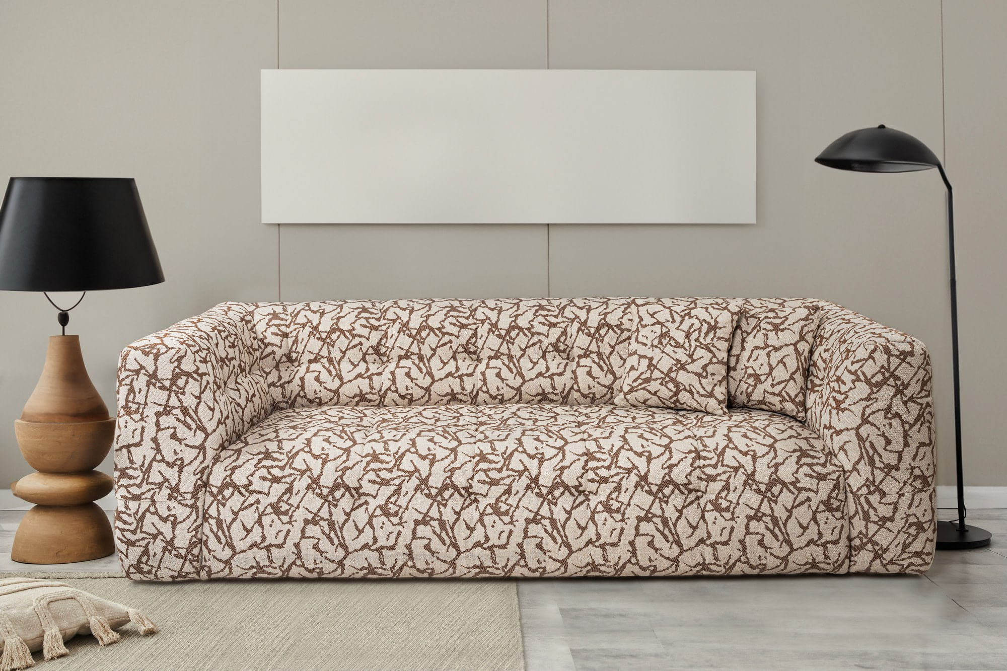 Canapea 3 locuri, Hanah Home, lemn fag si pal, cafeniu, 235x100x72 cm — imaginea 7