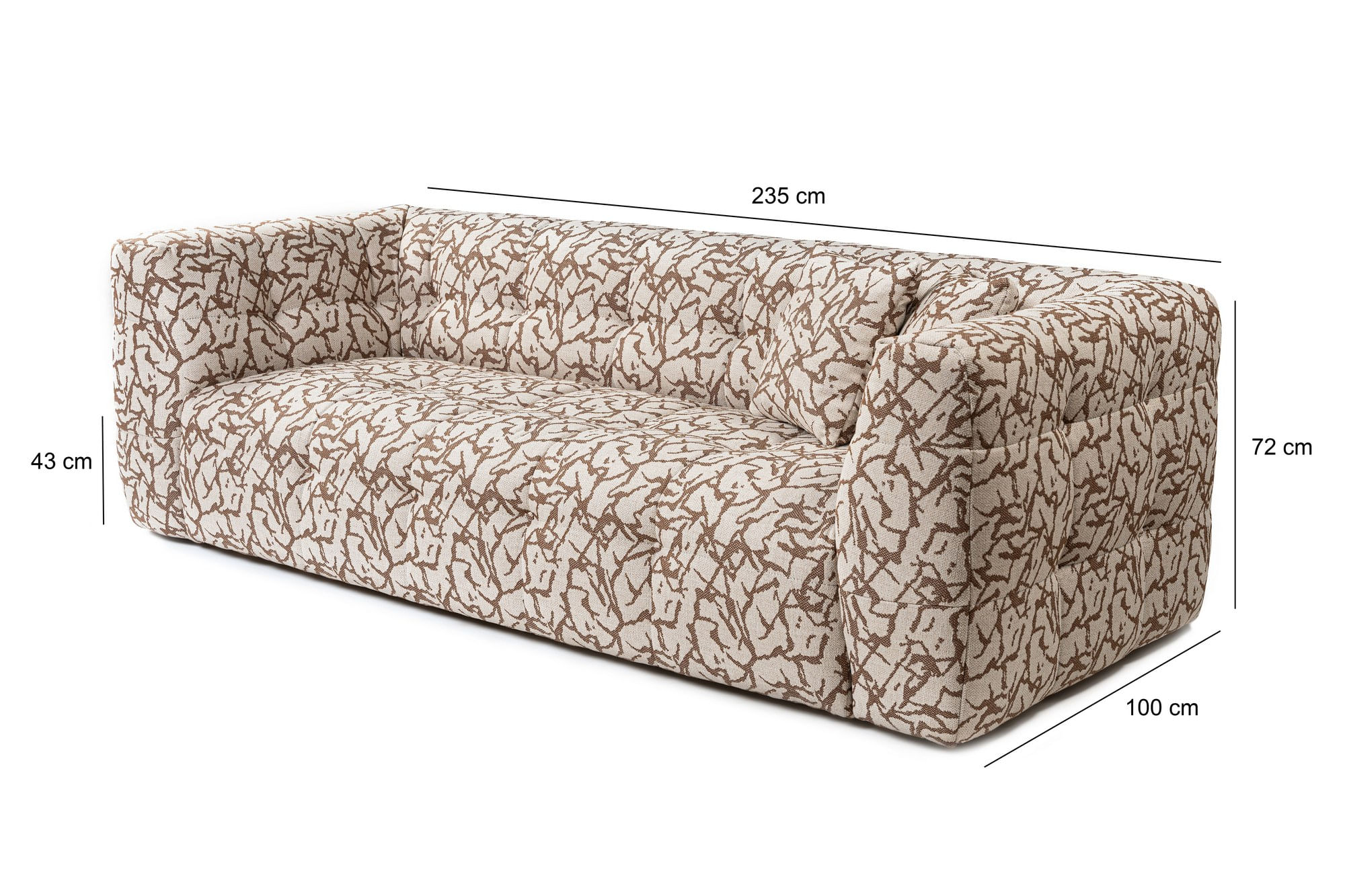 Canapea 3 locuri, Hanah Home, lemn fag si pal, cafeniu, 235x100x72 cm — imaginea 8