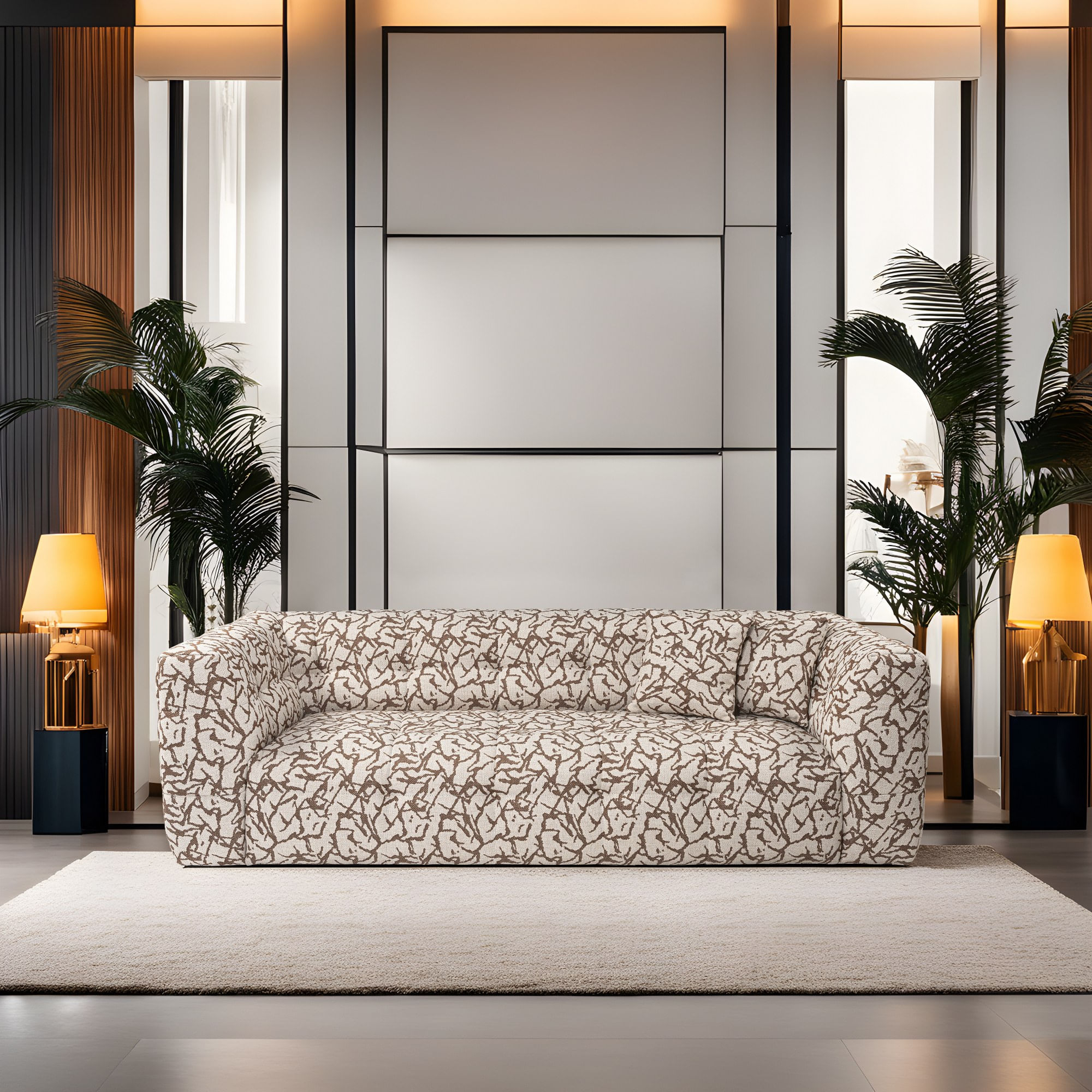 Canapea 3 locuri, Hanah Home, lemn fag si pal, cafeniu, 235x100x72 cm — imaginea 10