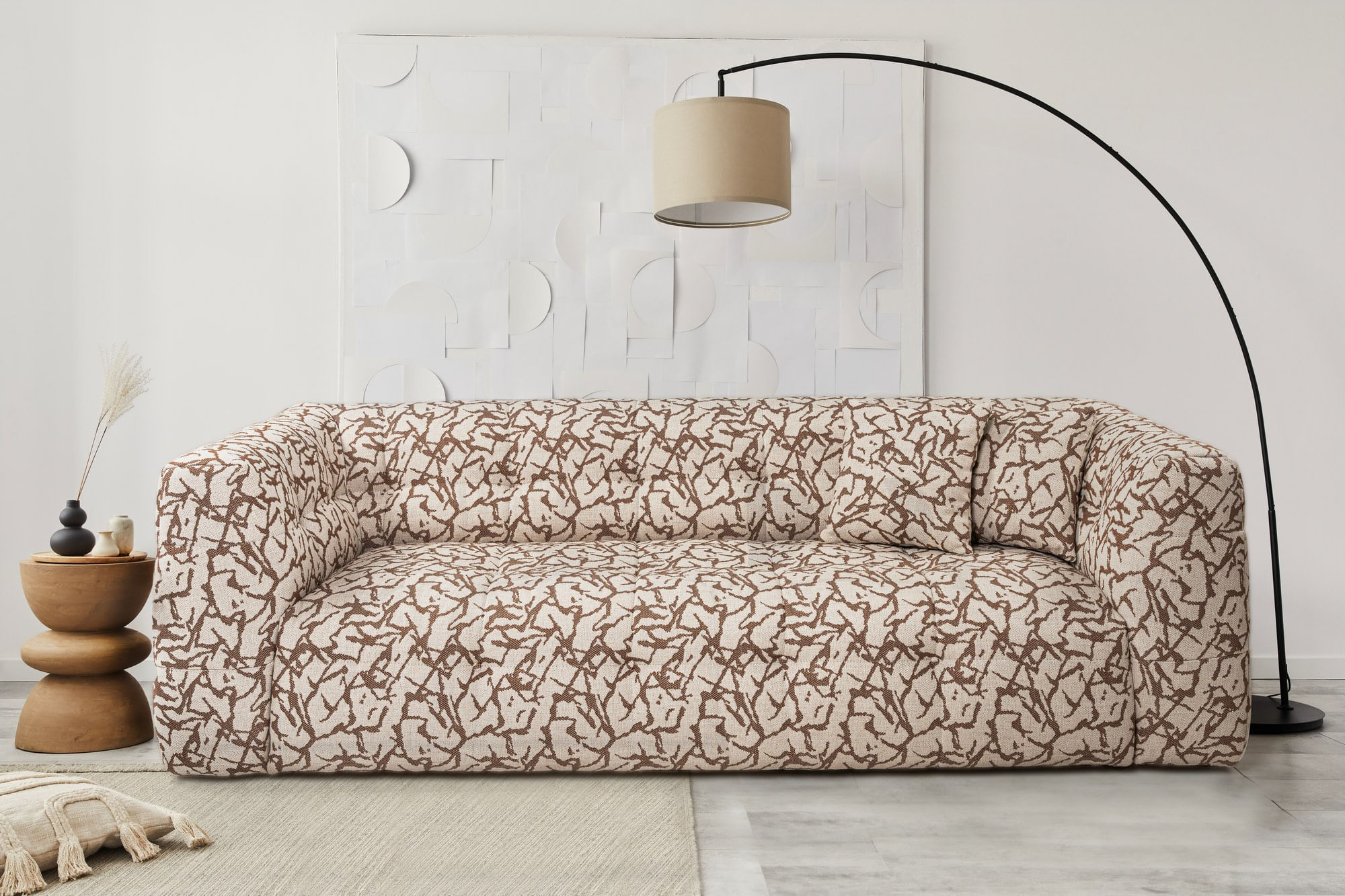 Canapea 3 locuri, Hanah Home, lemn fag si pal, cafeniu, 235x100x72 cm — imaginea 12