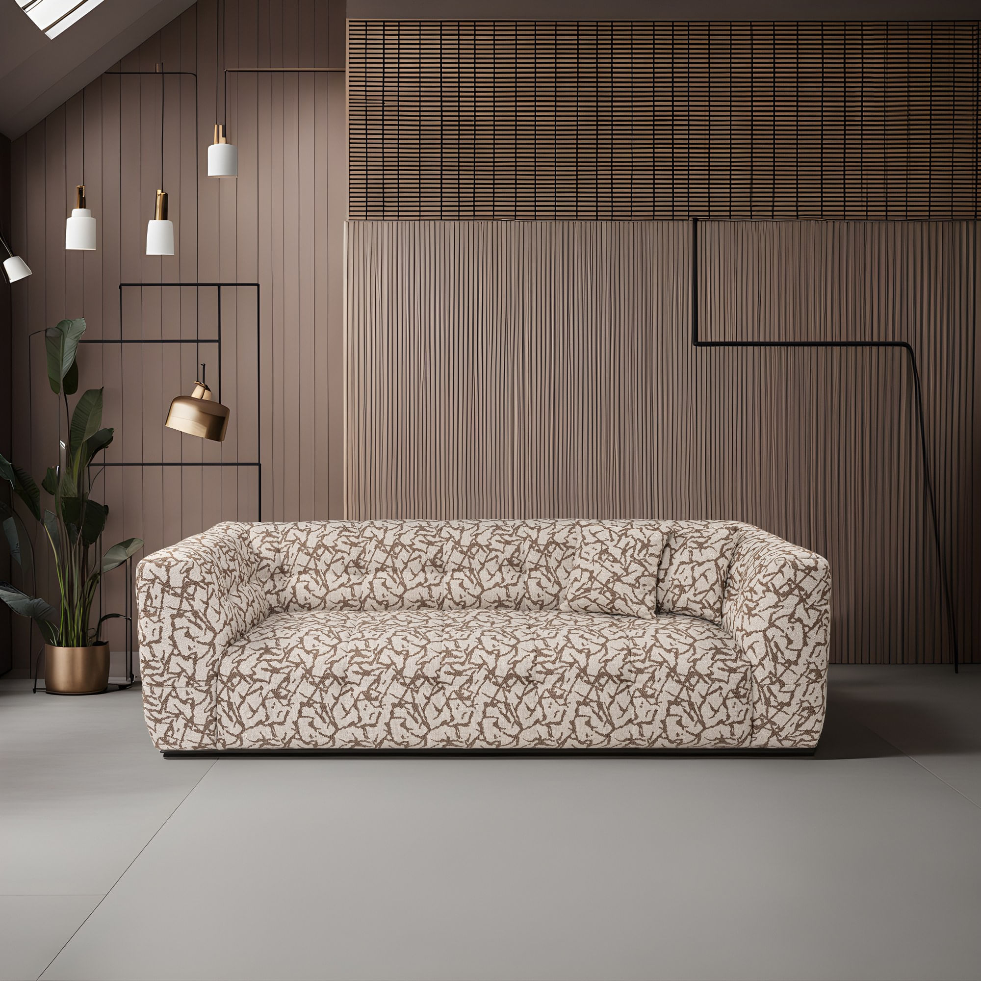 Canapea 3 locuri, Hanah Home, lemn fag si pal, cafeniu, 235x100x72 cm — imaginea 16
