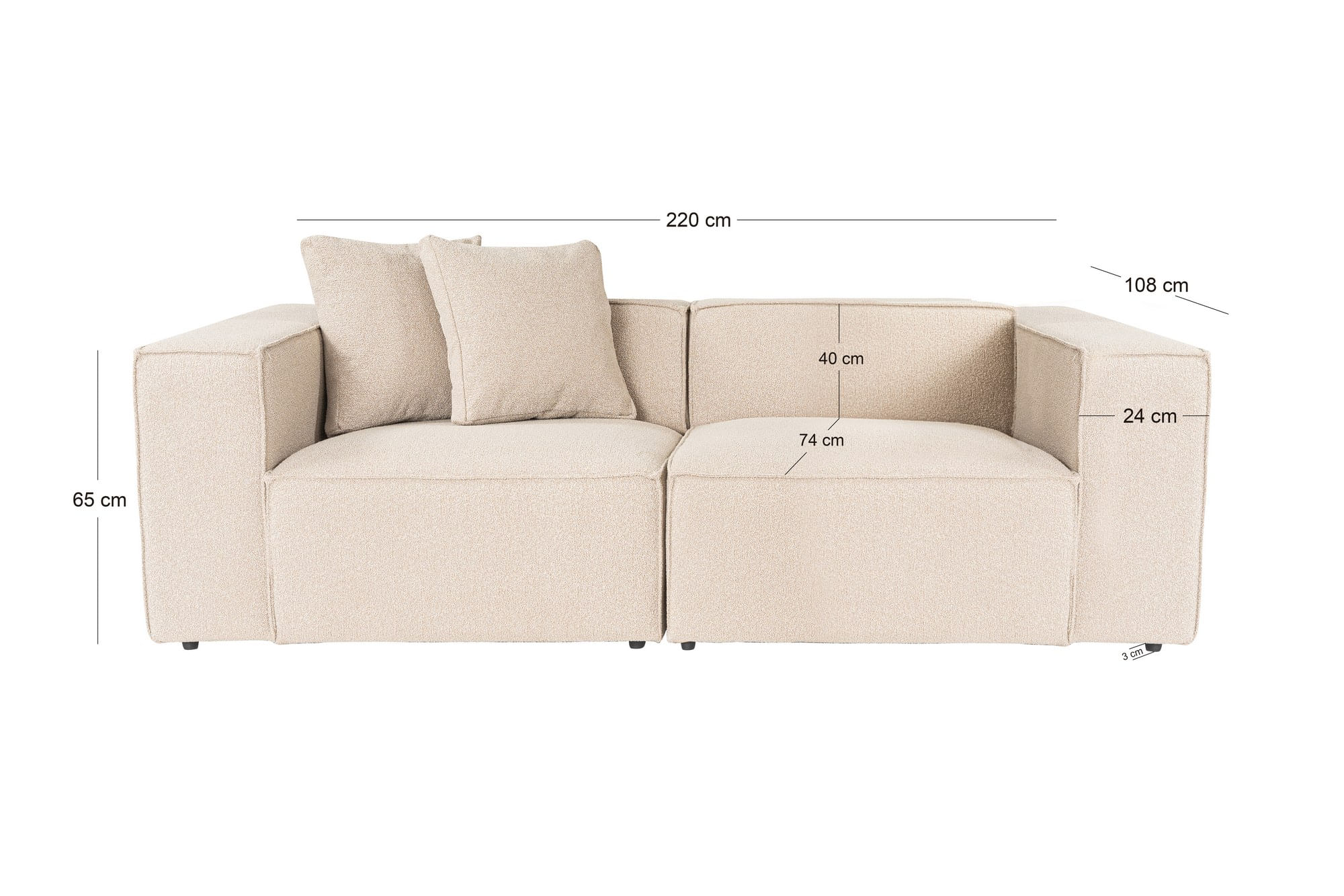 Canapea 2 locuri, Atelier Del Sofa, in, piersic, 220x108x65 cm — imaginea 5