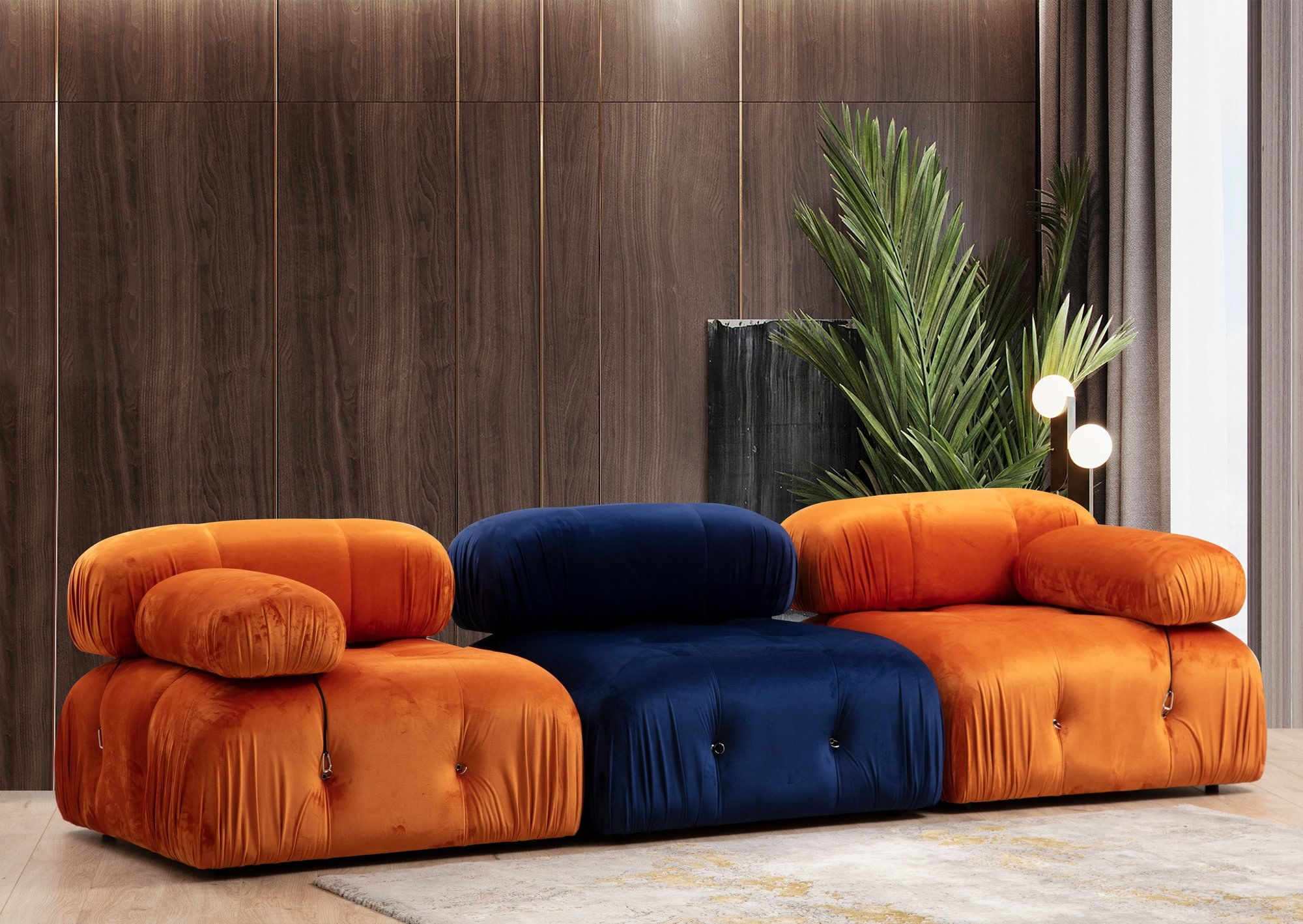 Canapea 1 loc, Hanah Home, lemn fag, portocaliu, 95x95x75 cm, 560ARE1424 — imaginea 2