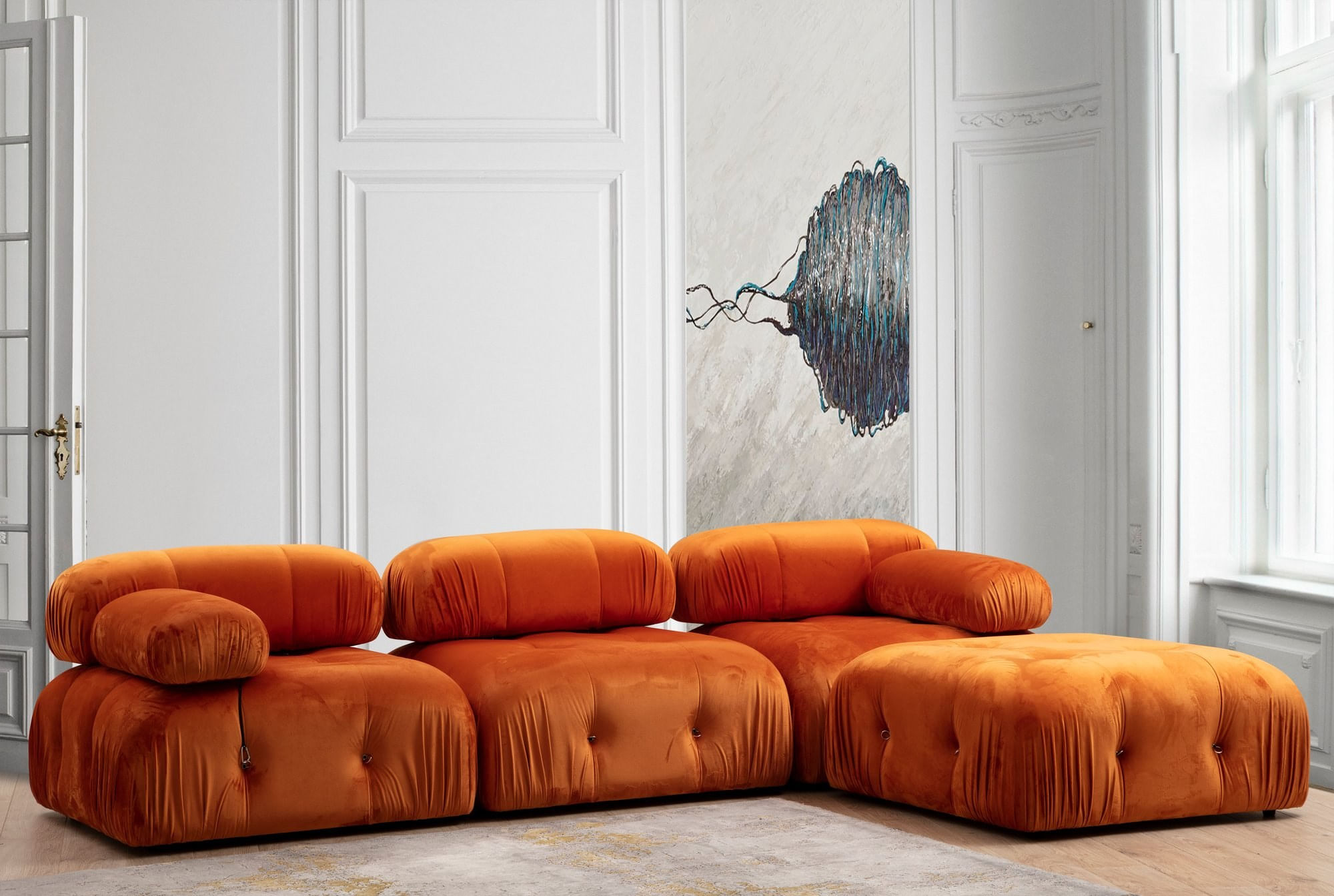 Canapea 1 loc, Hanah Home, lemn fag, portocaliu, 95x95x75 cm, 560ARE1424 — imaginea 4