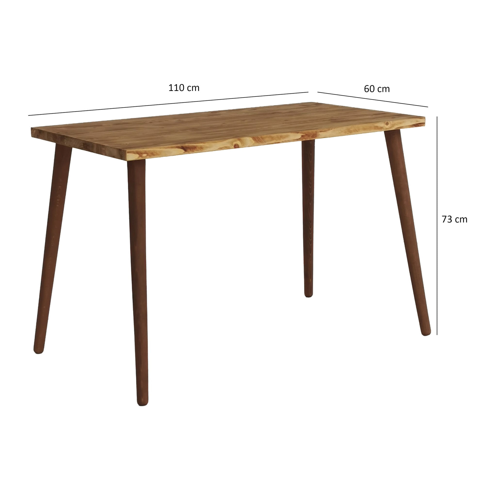 Birou de studiu, Hanah Home, lemn masiv de pin, stejar, 110x60x73 cm — imaginea 4