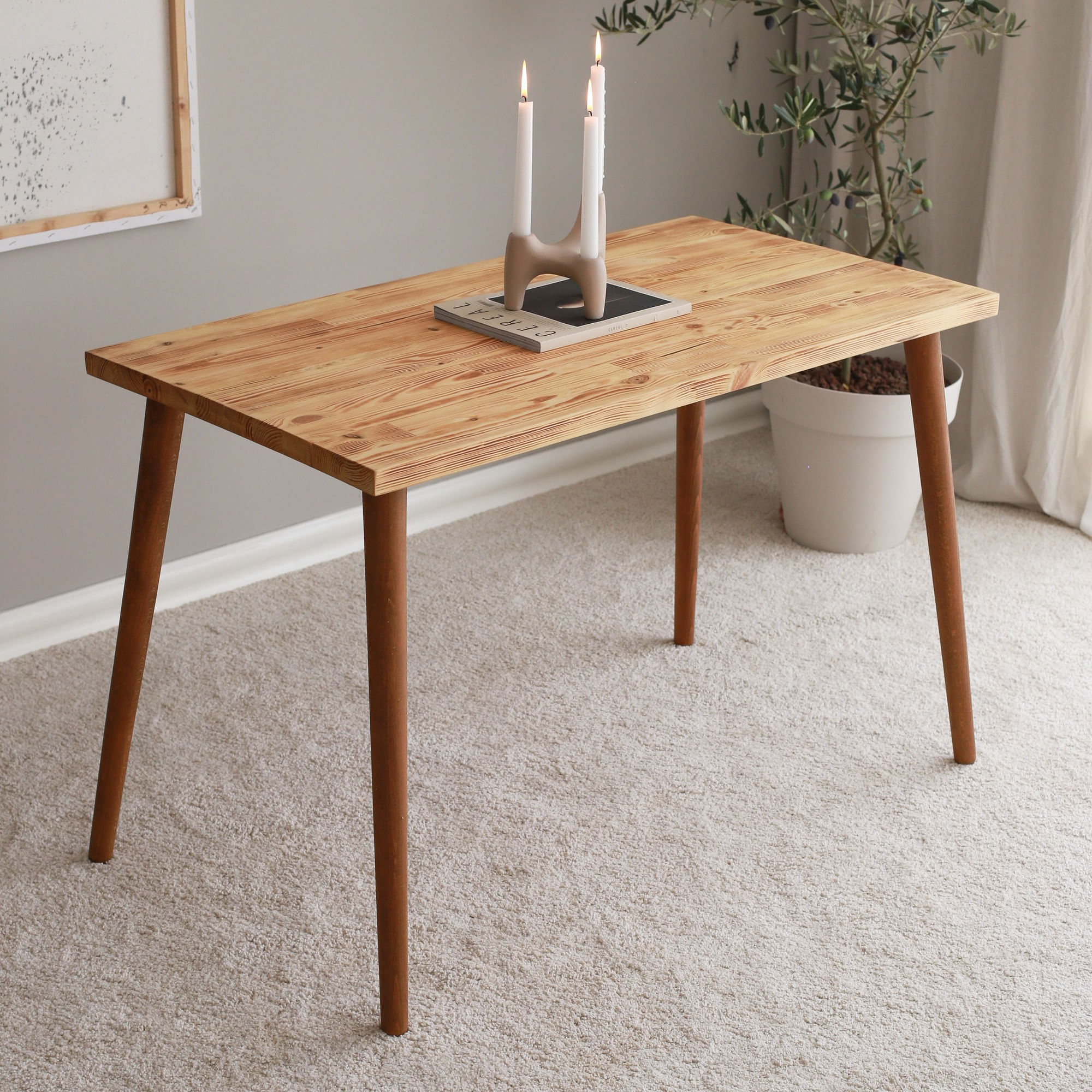 Birou de studiu, Hanah Home, lemn masiv de pin, stejar, 110x60x73 cm — imaginea 8