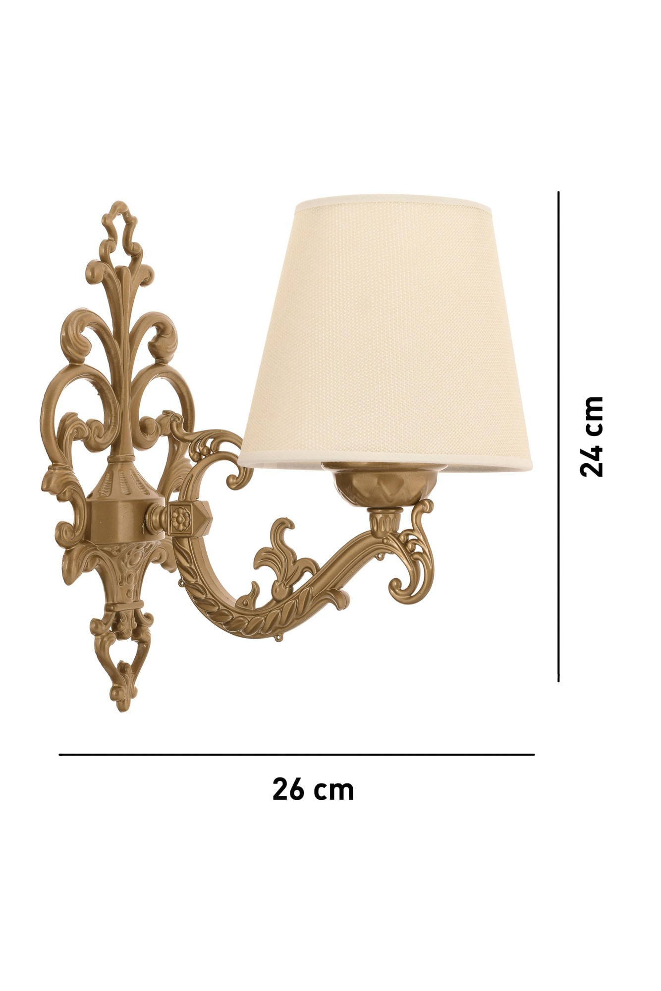 Aplica, Opviq, metal, crem, auriu, 15x10x13 cm, inaltime 24 cm
