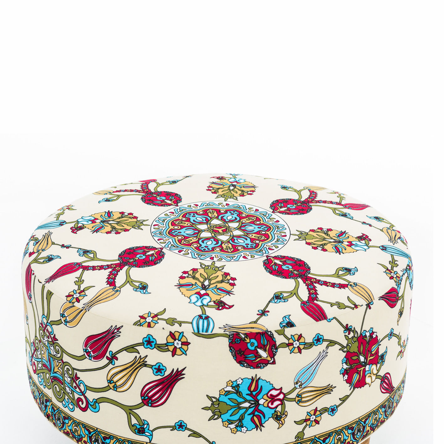 Taburet, Hanah Home, catifea, alb/albastru/rosu/galben/verde, 65x65x40 cm