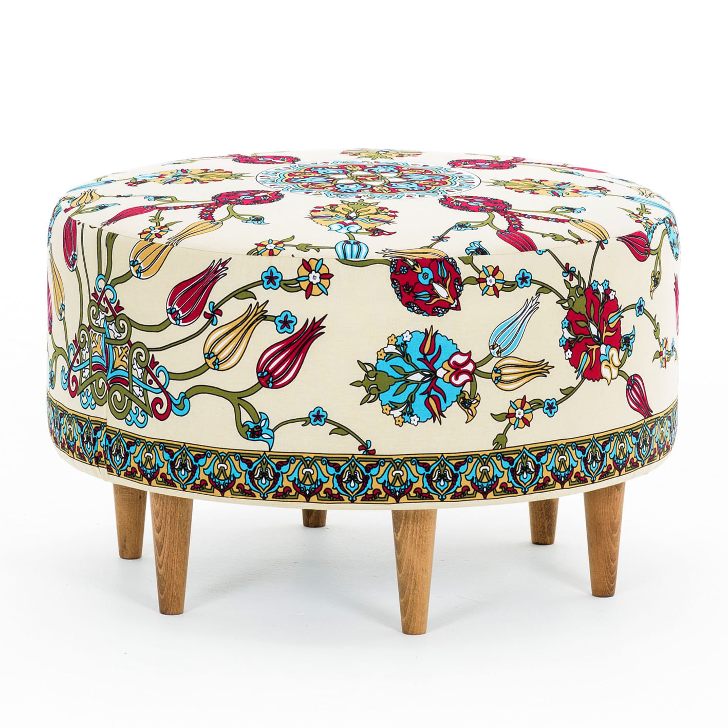 Taburet, Hanah Home, catifea, alb/albastru/rosu/galben/verde, 65x65x40 cm - 1 | YEO
