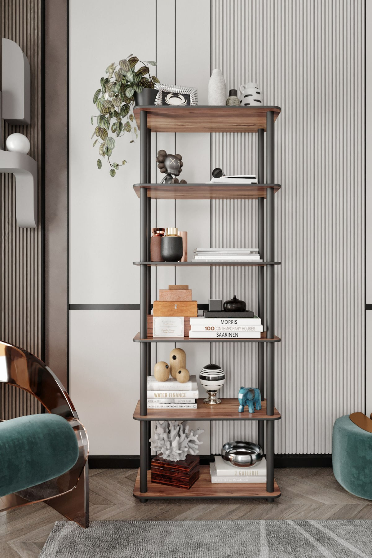 Biblioteca, Hanah Home, mdf, nuc, 60x30x173 cm