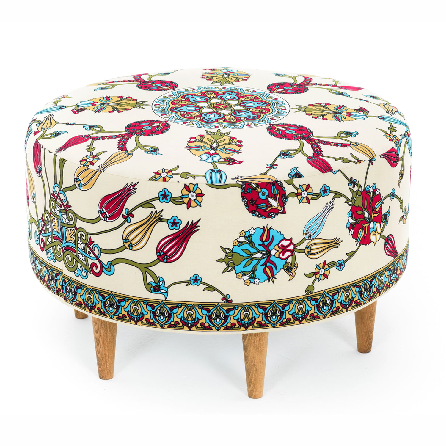 Taburet, Hanah Home, catifea, alb/albastru/rosu/galben/verde, 65x65x40 cm - 3 | YEO